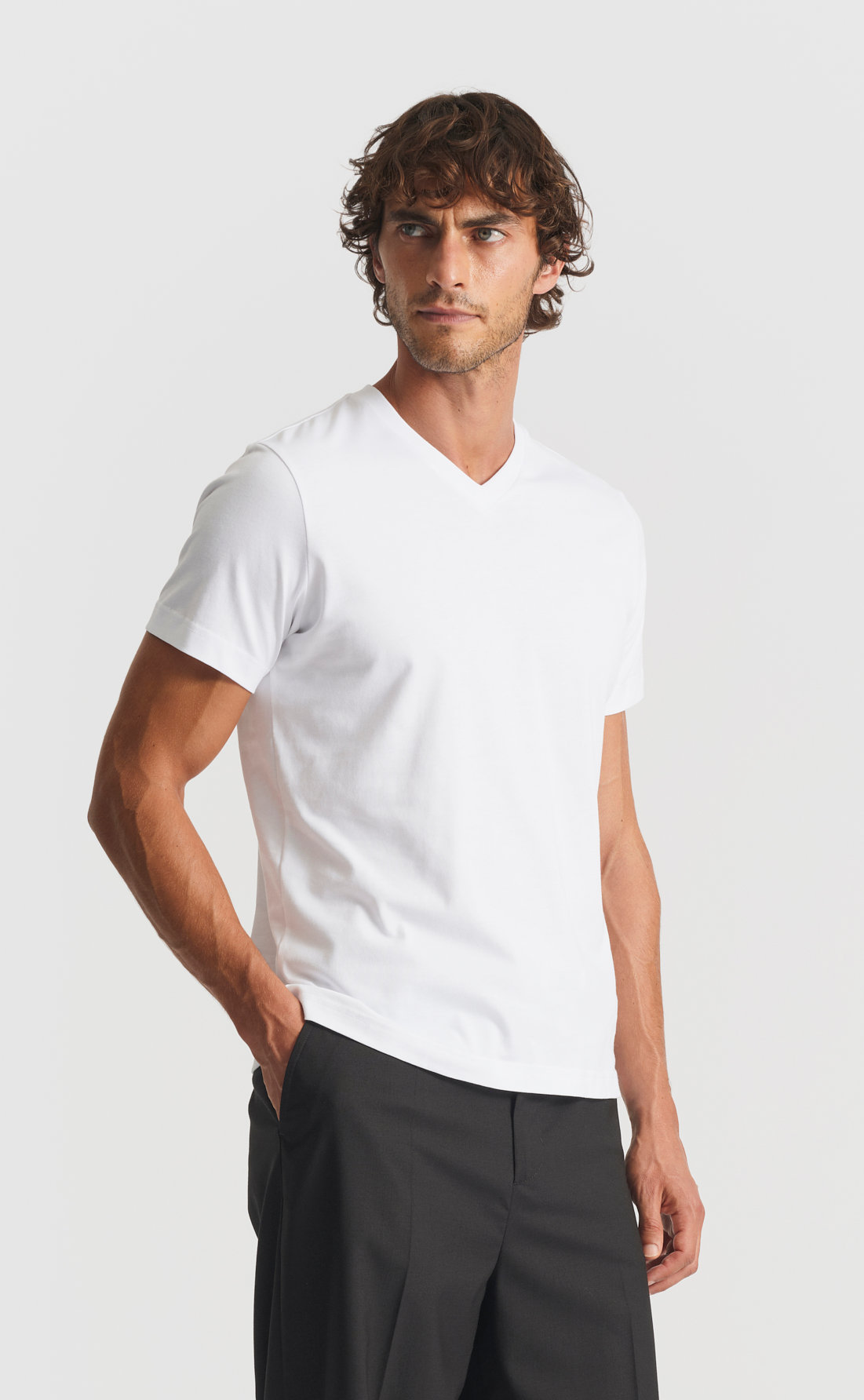 Tailored Cotton V-Neck T-Shirt - White - Son of a Tailor Tailored Cotton V-Neck T-Shirt - White - Son of a Tailor