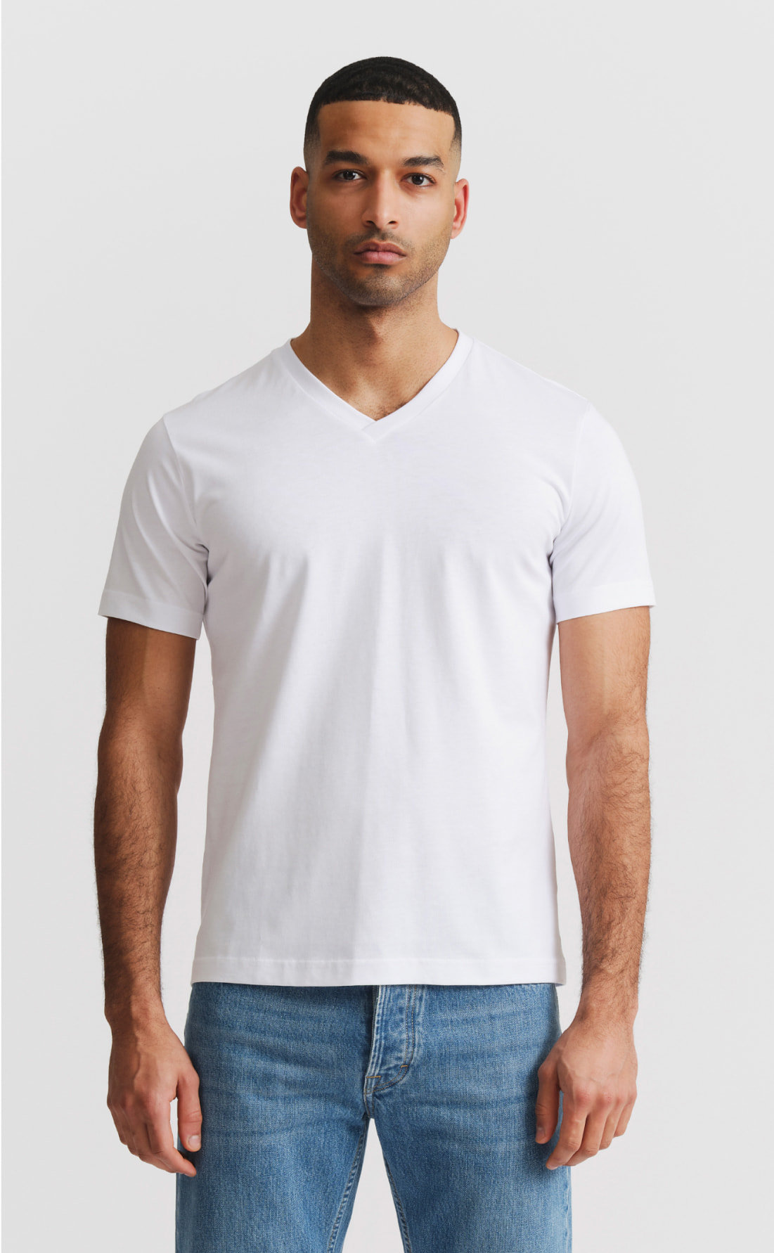 Custom Fitted Cotton T-Shirt V-Neck Crew