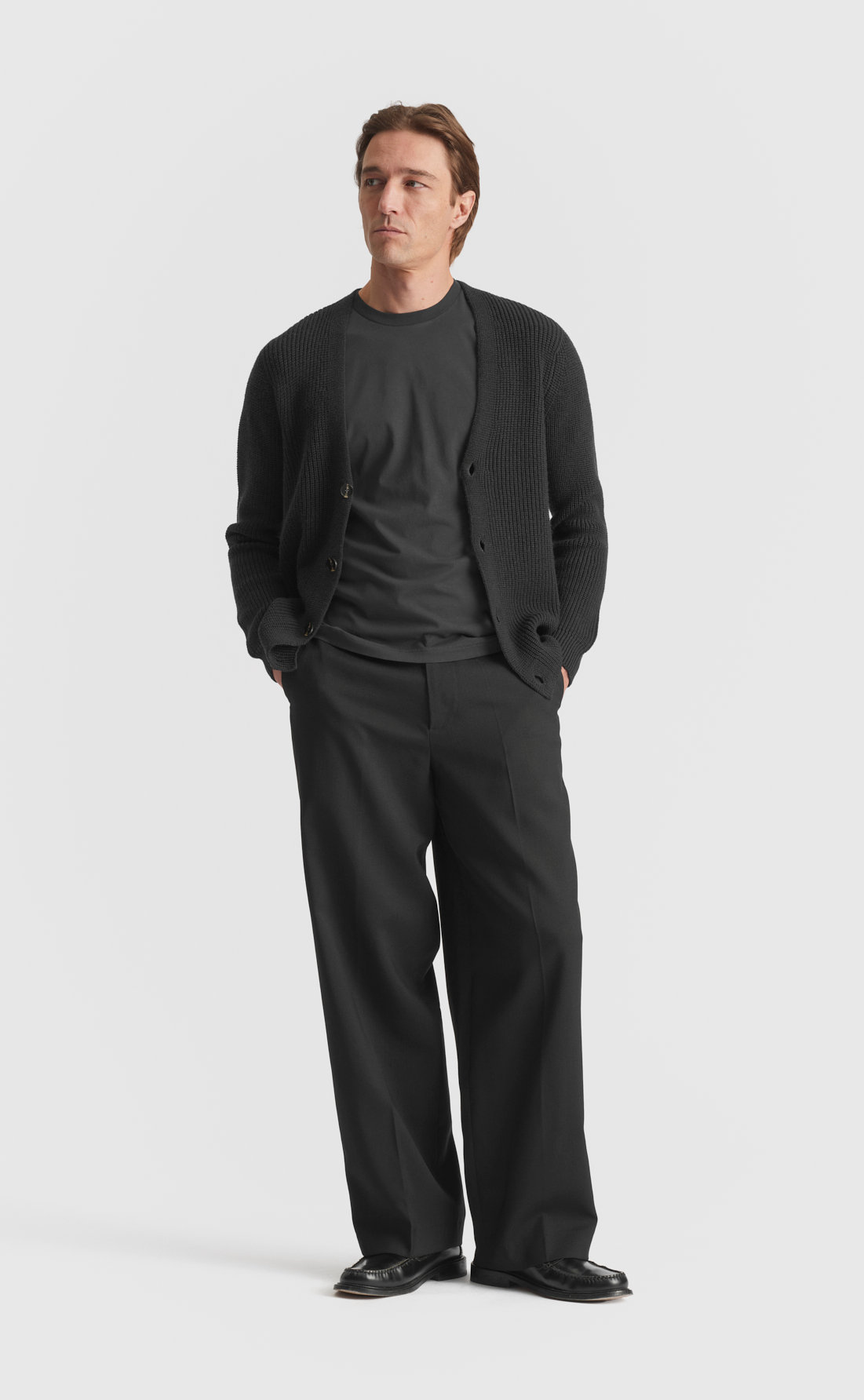 Heavy Merino Cardigan in Black