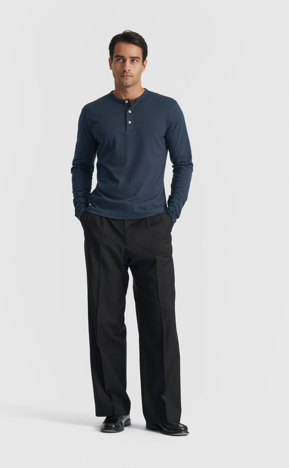 Cashmere Henley Shirt in Carbon