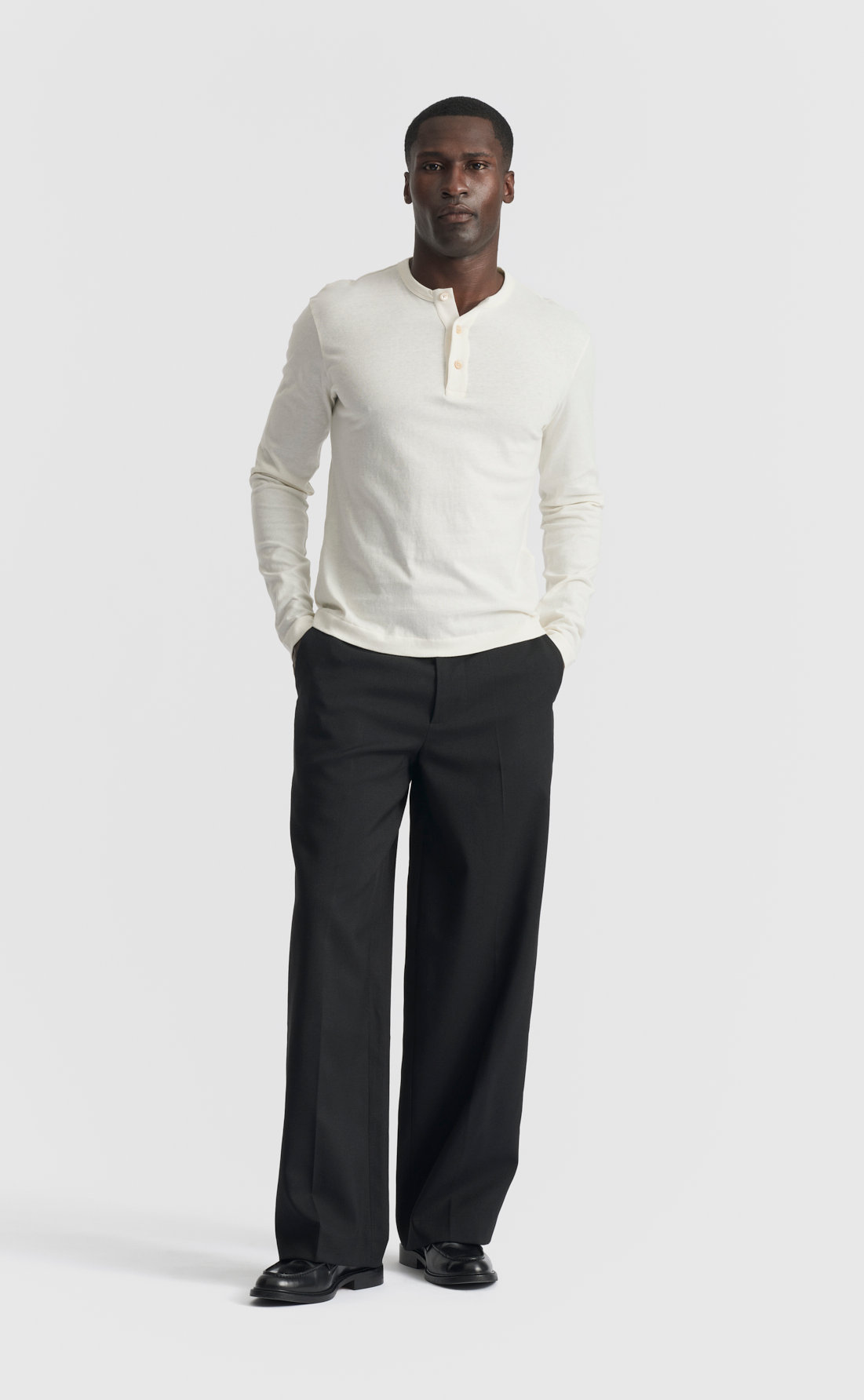 Cashmere Henley Shirt in Snow White
