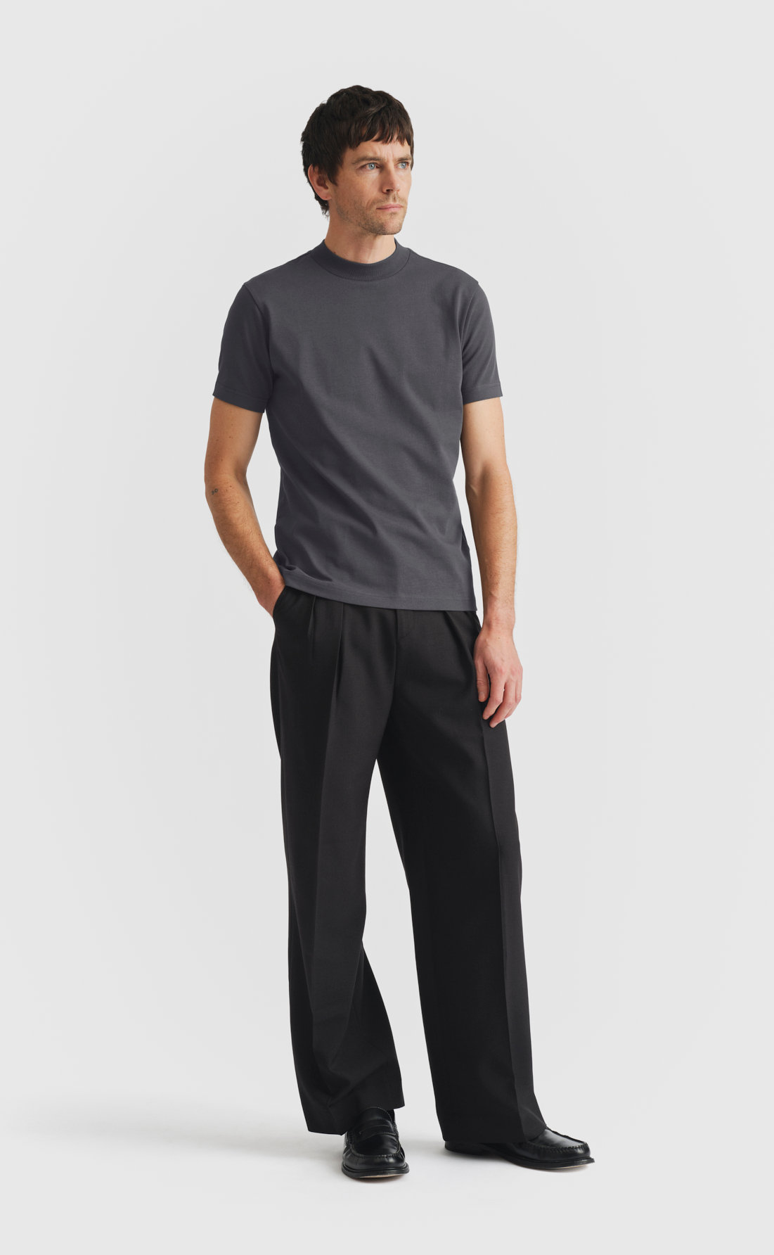 Extra Heavy Cotton Hi-Neck T-Shirt - Extra Heavy Cotton Hi-Neck T-Shirt - Woodland Grey