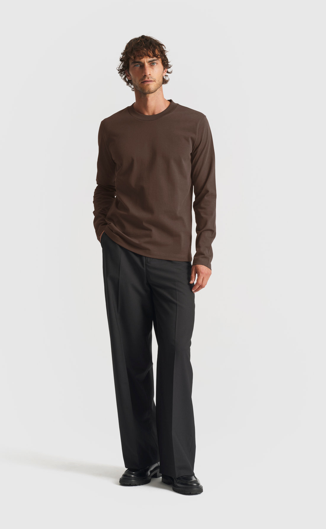 Cotton T-Shirt / Extra Heavy Weight / LS in Black Olive