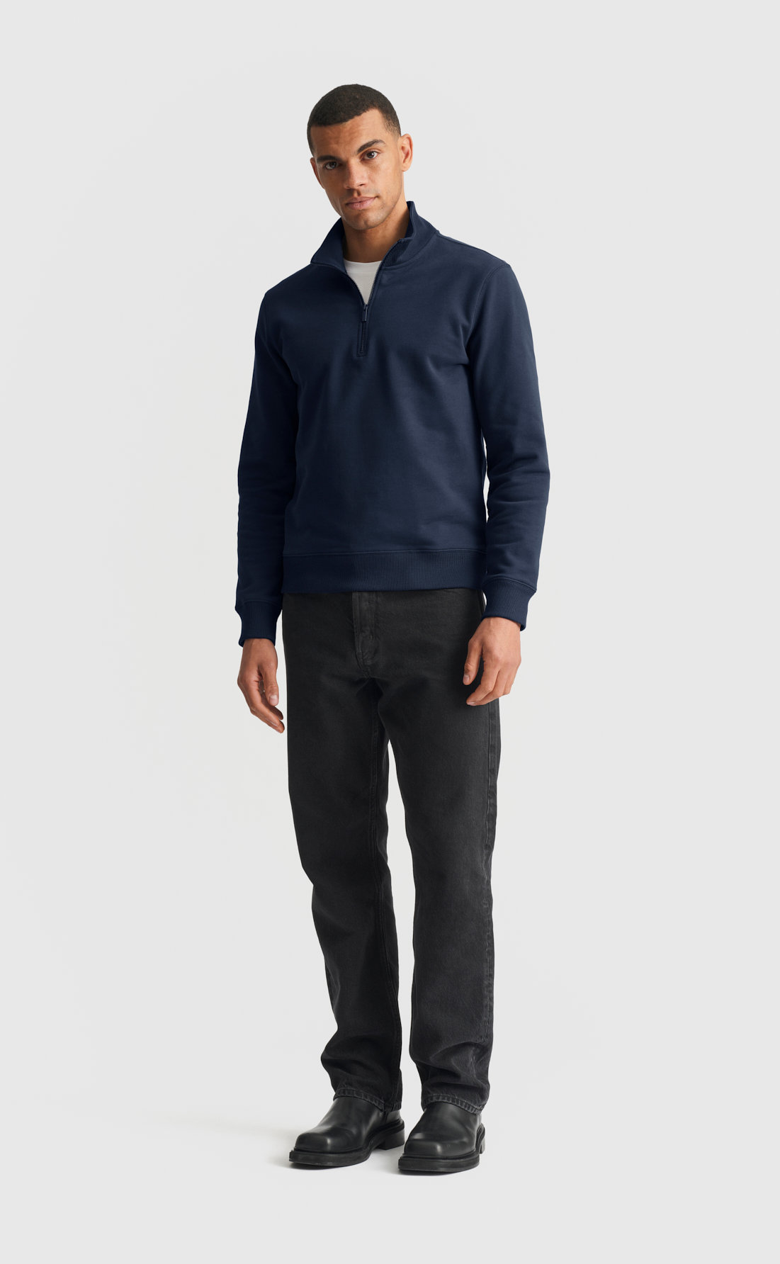 Custom Fitted Half-Zip Sweatshirt Deep Blue | Son of a Tailor