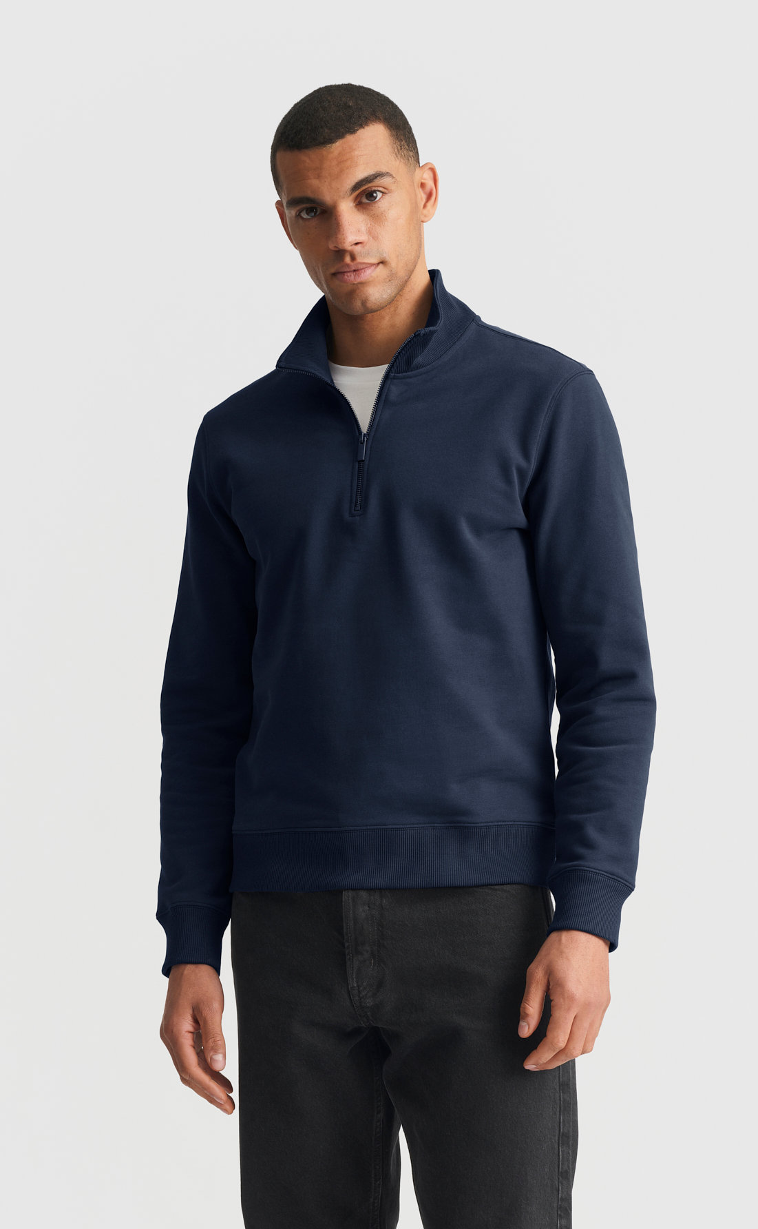 Custom Fitted Half-Zip Sweatshirt Deep Blue | Son of a Tailor