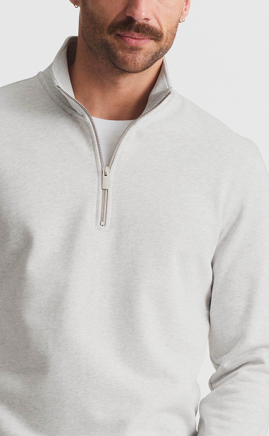 Custom Fitted Half-Zip Sweatshirt Light Grey | Son of a Tailor