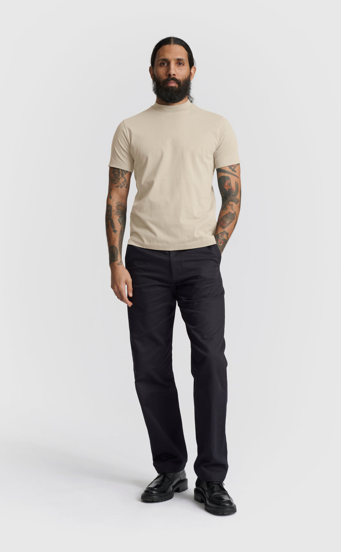 Cotton Hi-Neck T-Shirt - Cotton Hi-Neck T-Shirt - Agate Grey