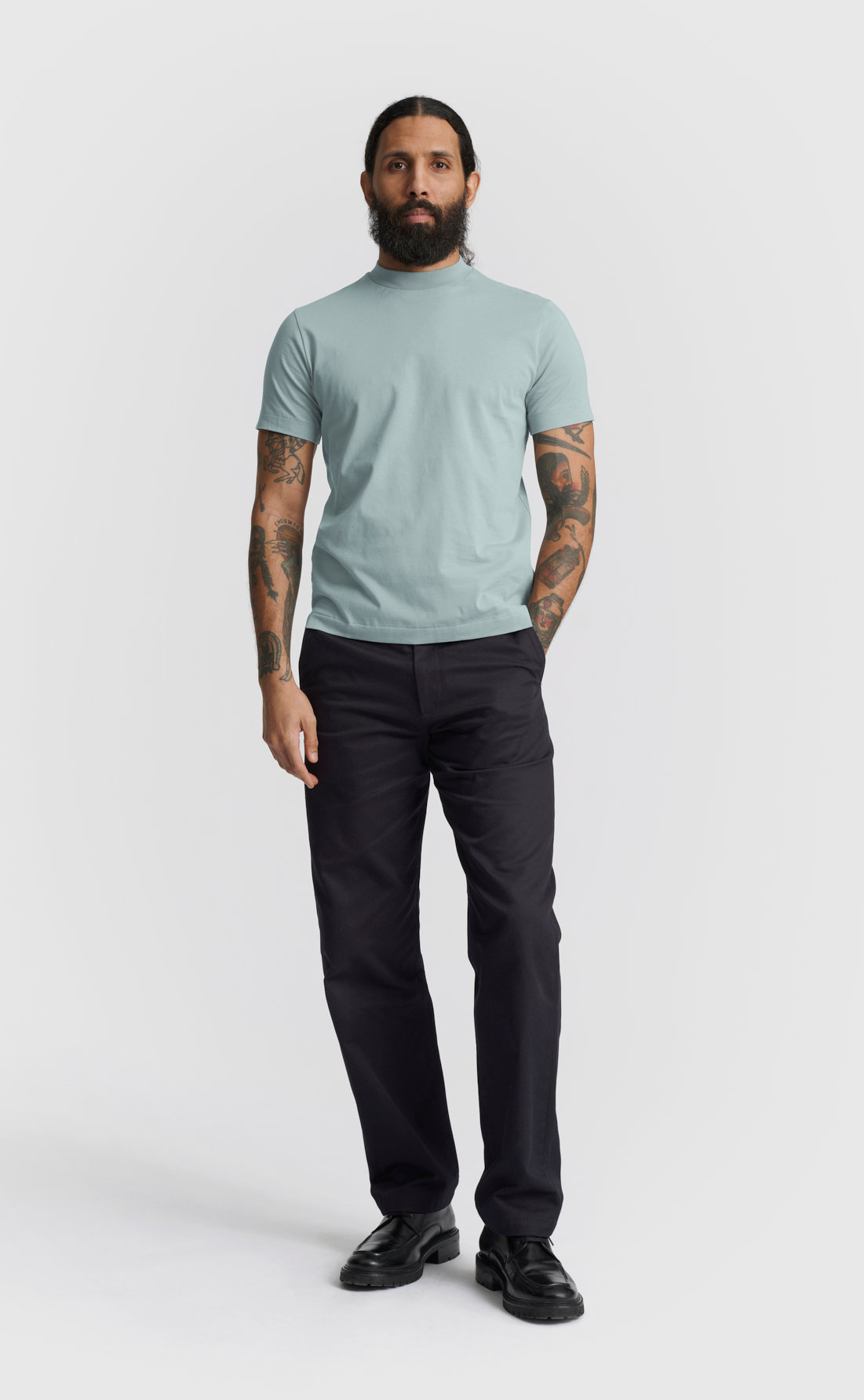 Cotton Hi-Neck T-Shirt - Cotton Hi-Neck T-Shirt - Slate
