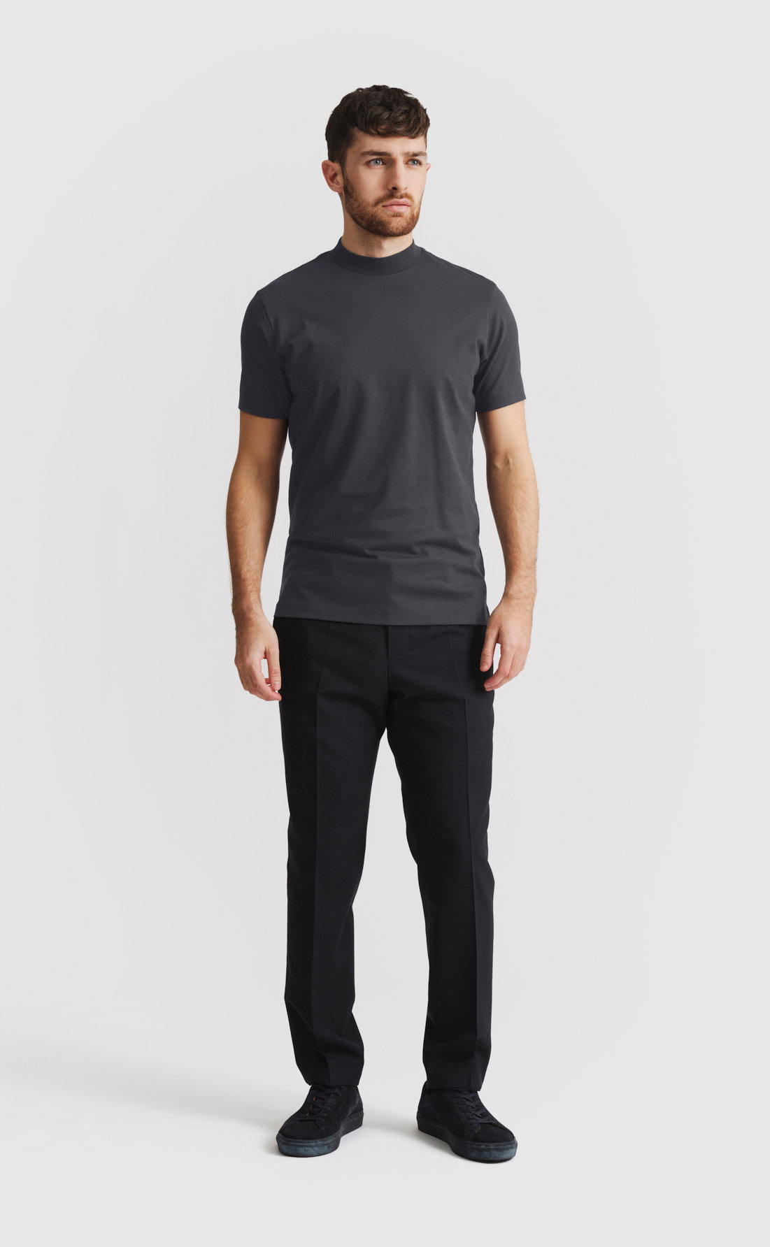 Cotton Hi-Neck T-Shirt - Cotton Hi-Neck T-Shirt - Woodland Grey