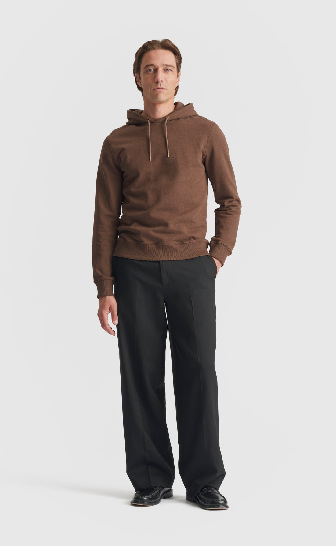 Cotton Hoodie in Brown