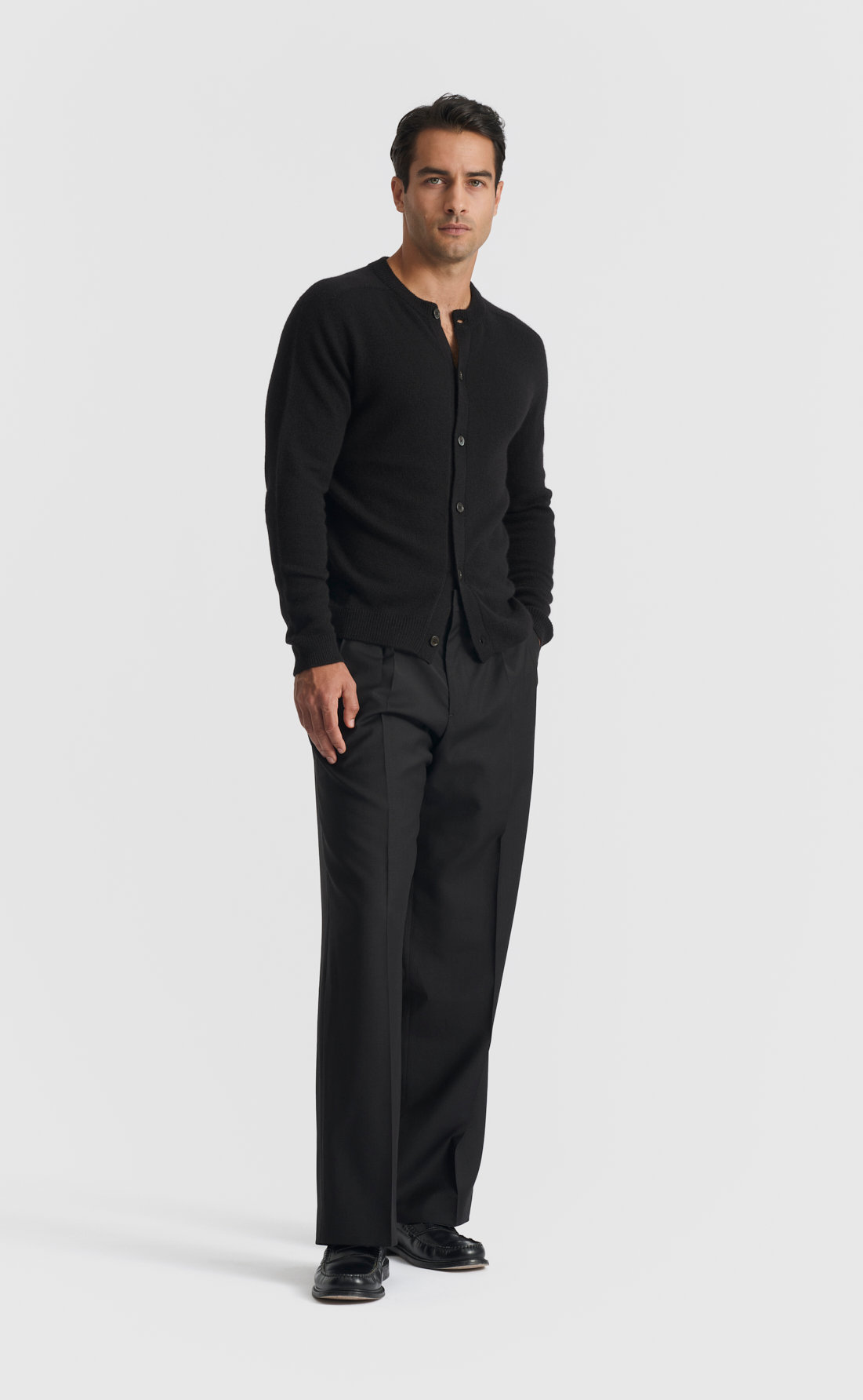 Cashmere Button Up Sweater in Black