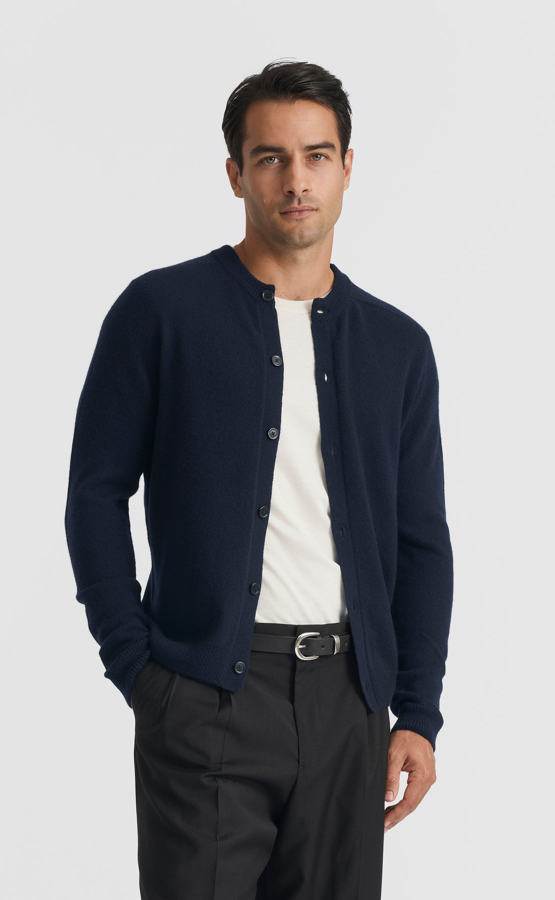 Custom Fitted Cashmere Button Up Sweater