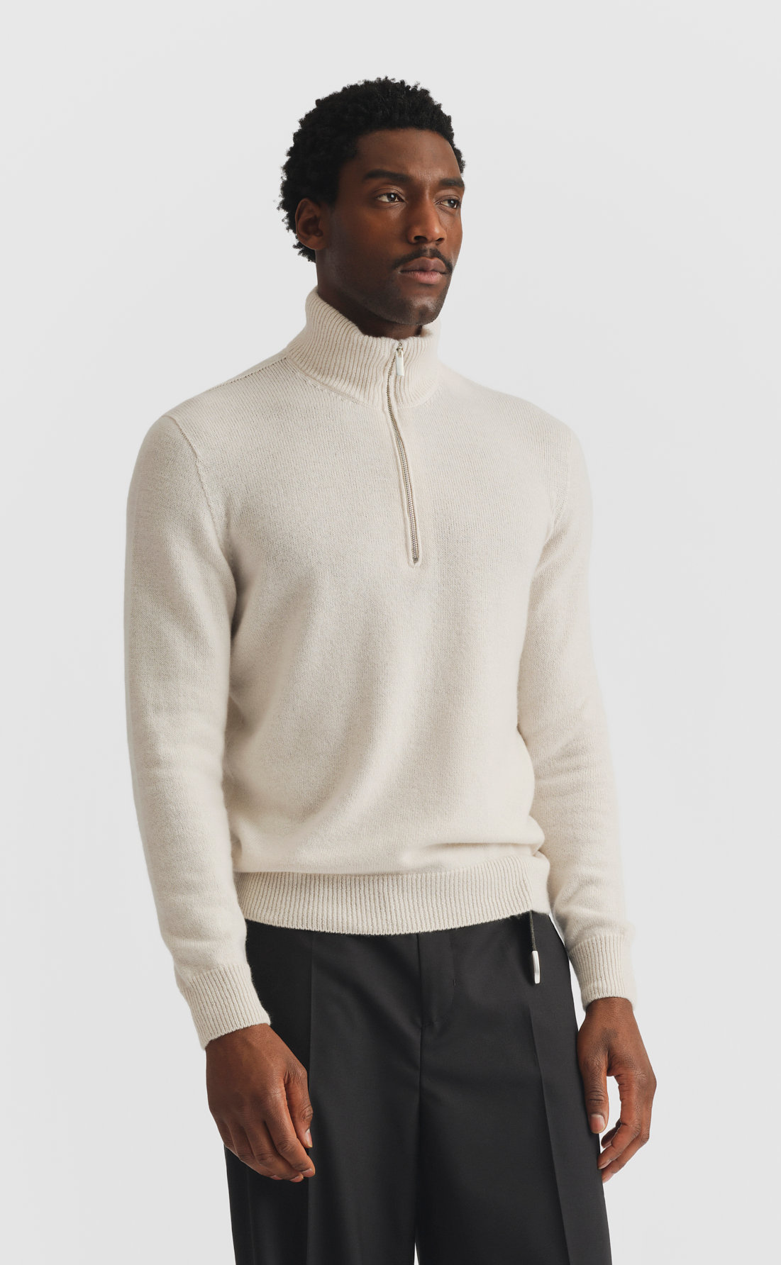 Custom Fitted Cashmere Half Zip Sweater