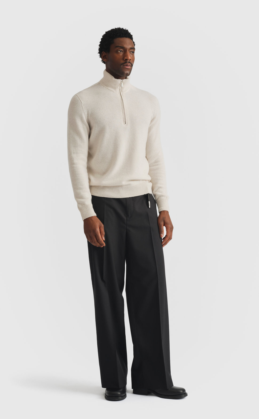 Cashmere Half-Zip Sweater - Cashmere Half-Zip Sweater - Ash