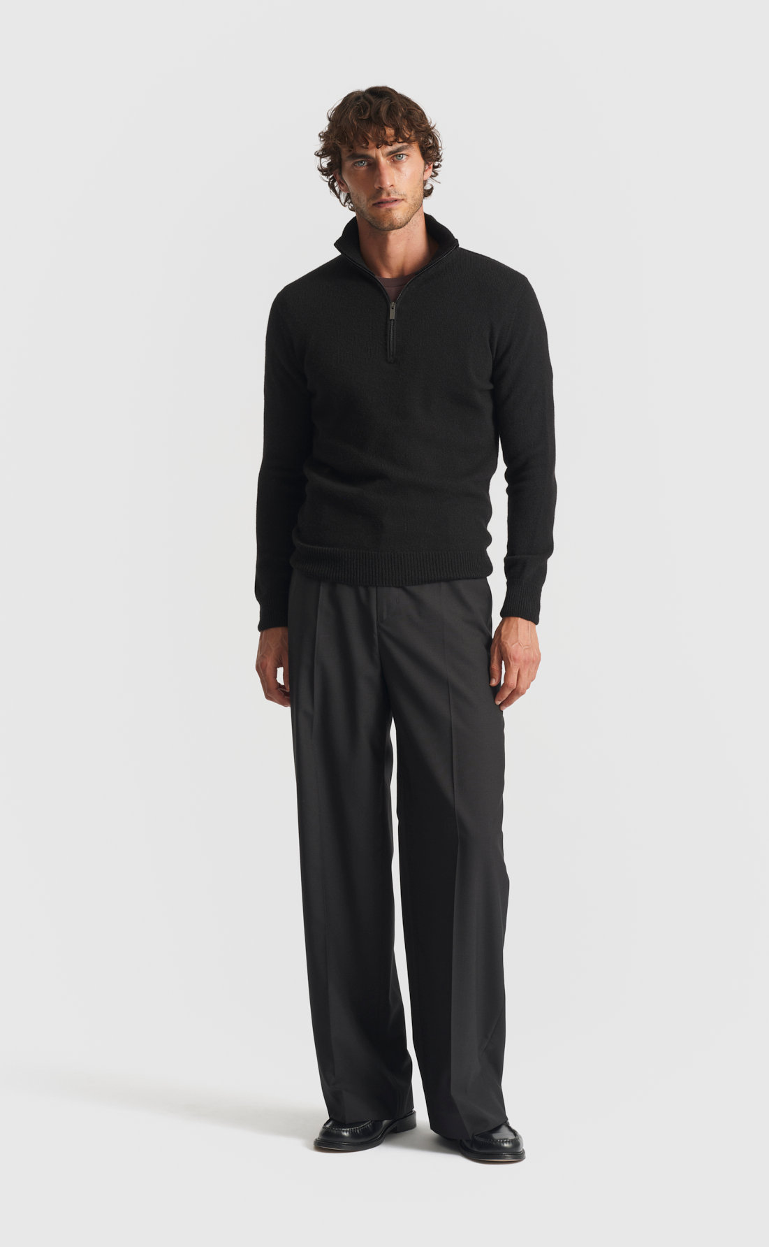 Cashmere Half-Zip Sweater in Black