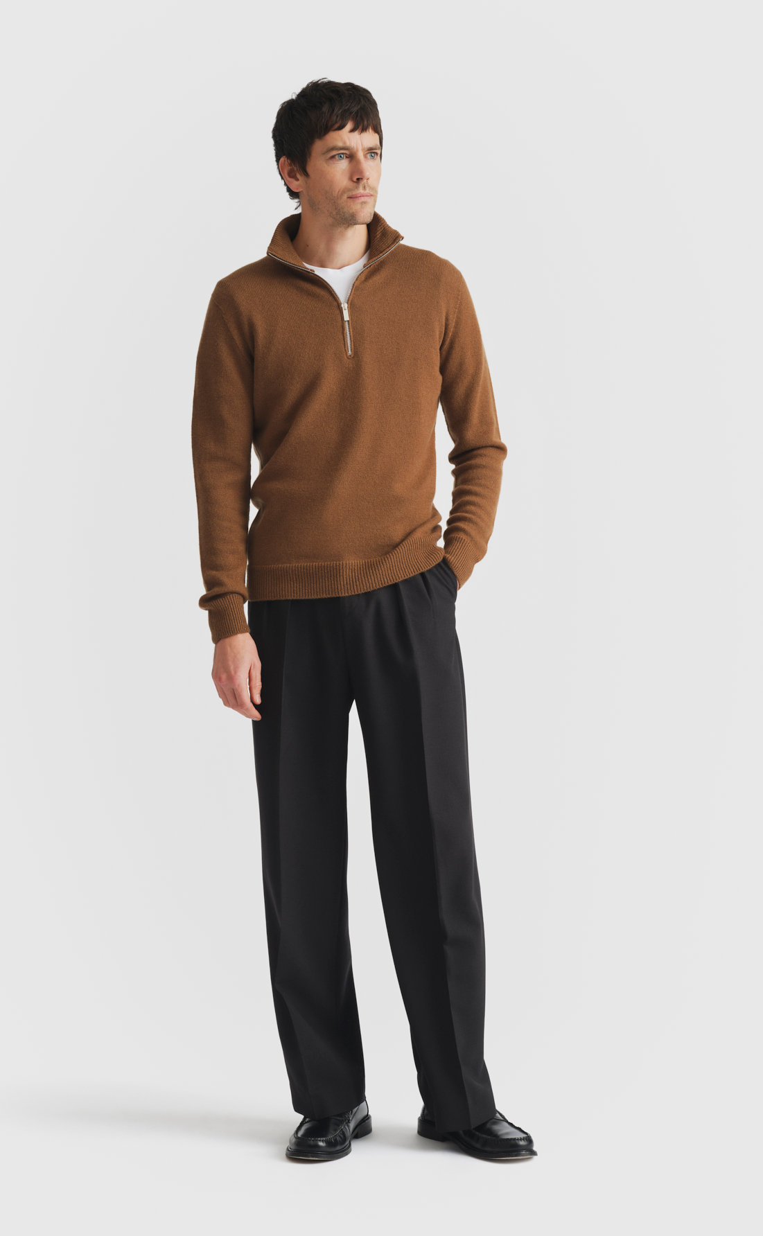 Cashmere Half-Zip Sweater - Cashmere Half-Zip Sweater - Hickory