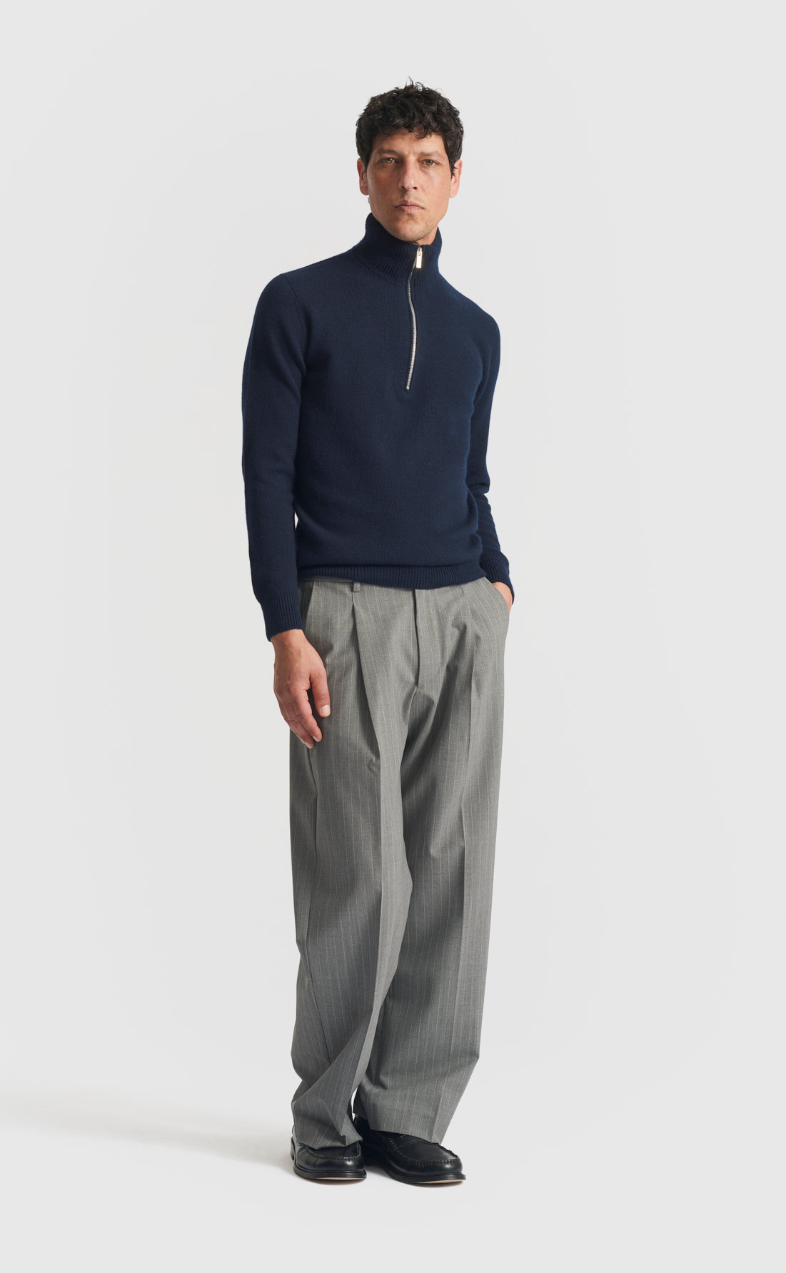 Cashmere Half-Zip Sweater in Navy