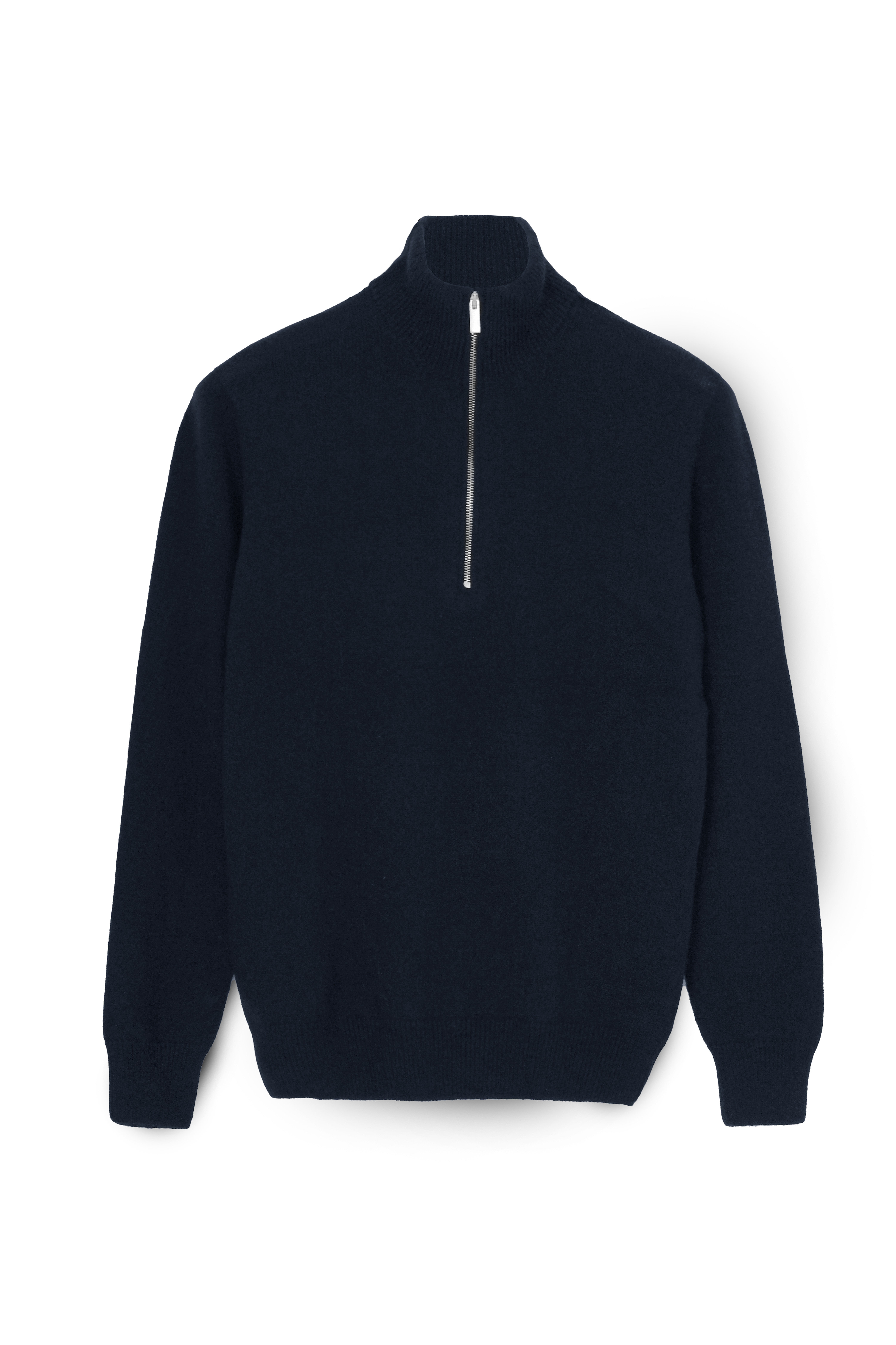 Custom Fitted Cashmere Half-Zip Sweater Navy