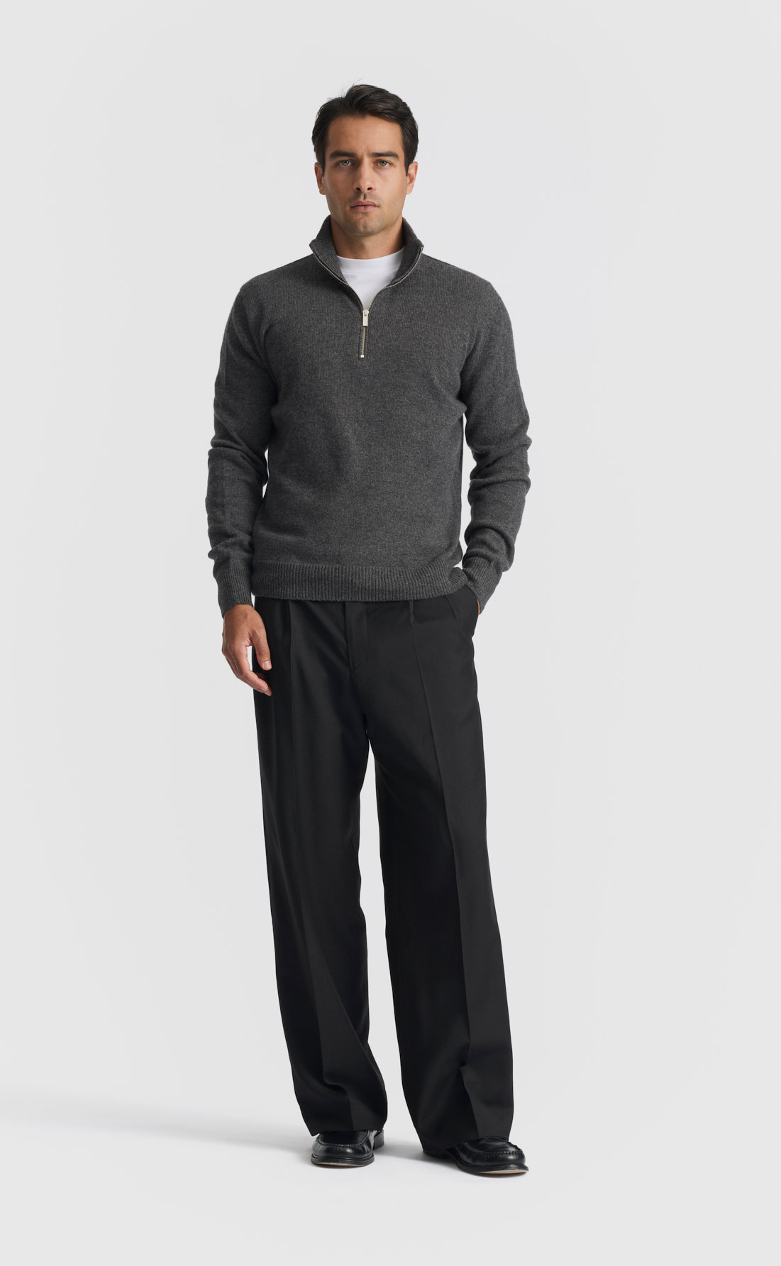 Cashmere Half-Zip Sweater in Anthracite