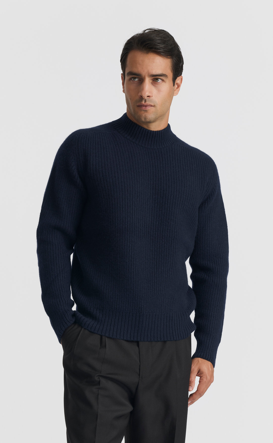 Custom Fitted Cashmere Hi Neck Sweater