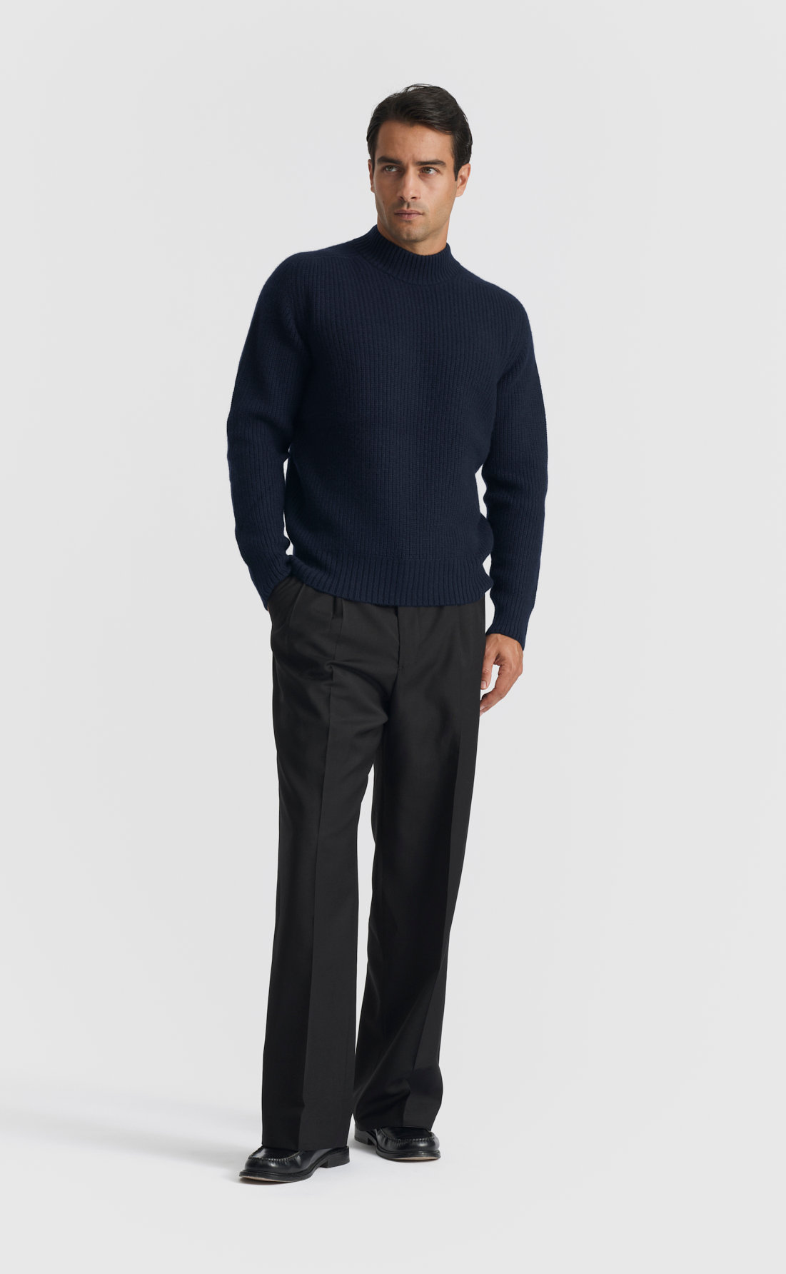 Cashmere Hi-Neck Sweater in Navy