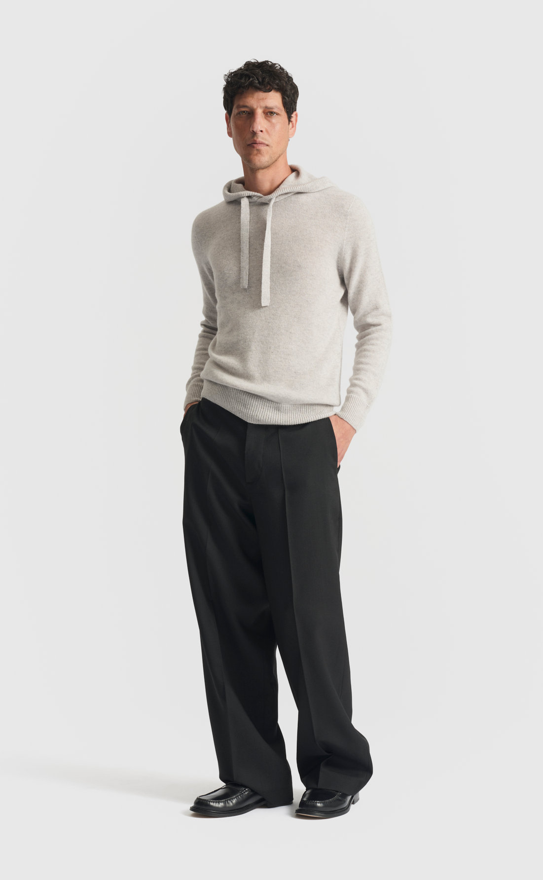 Cashmere Hoodie in Light Grey Melange