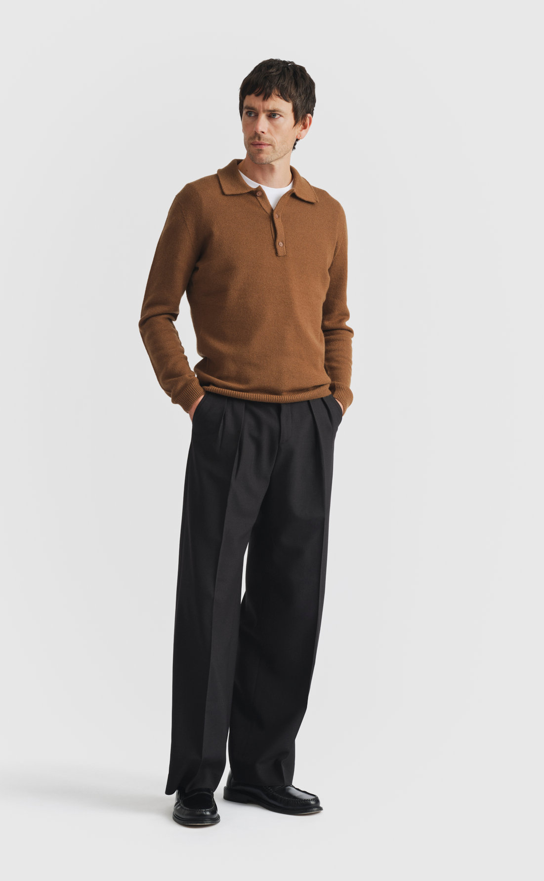 Cashmere Polo in Hickory