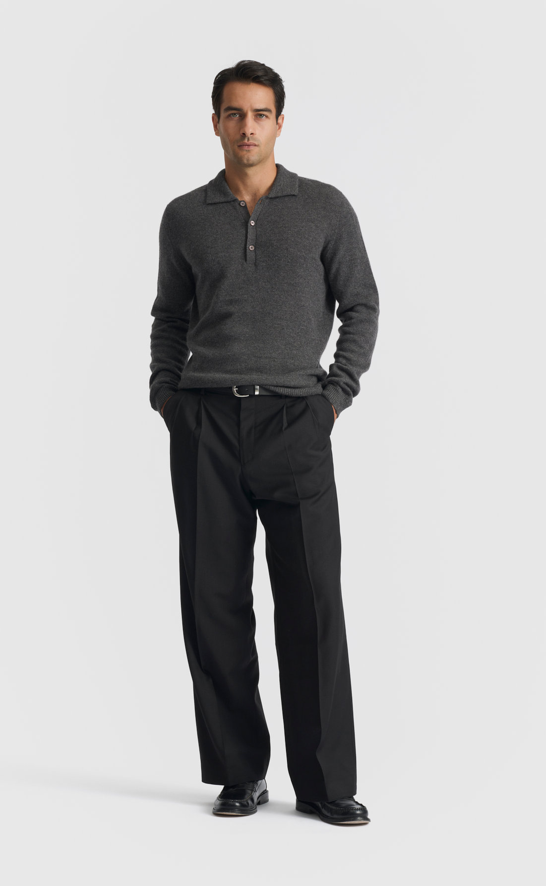 Cashmere Polo Shirt in Anthracite