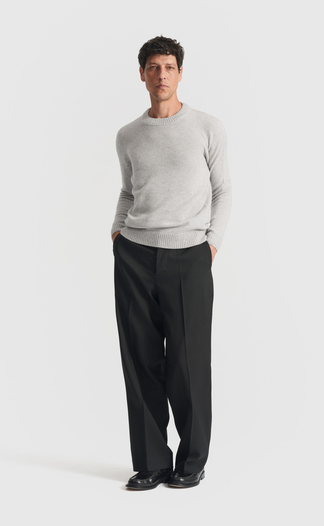 Cashmere Sweater in Light Grey Melange
