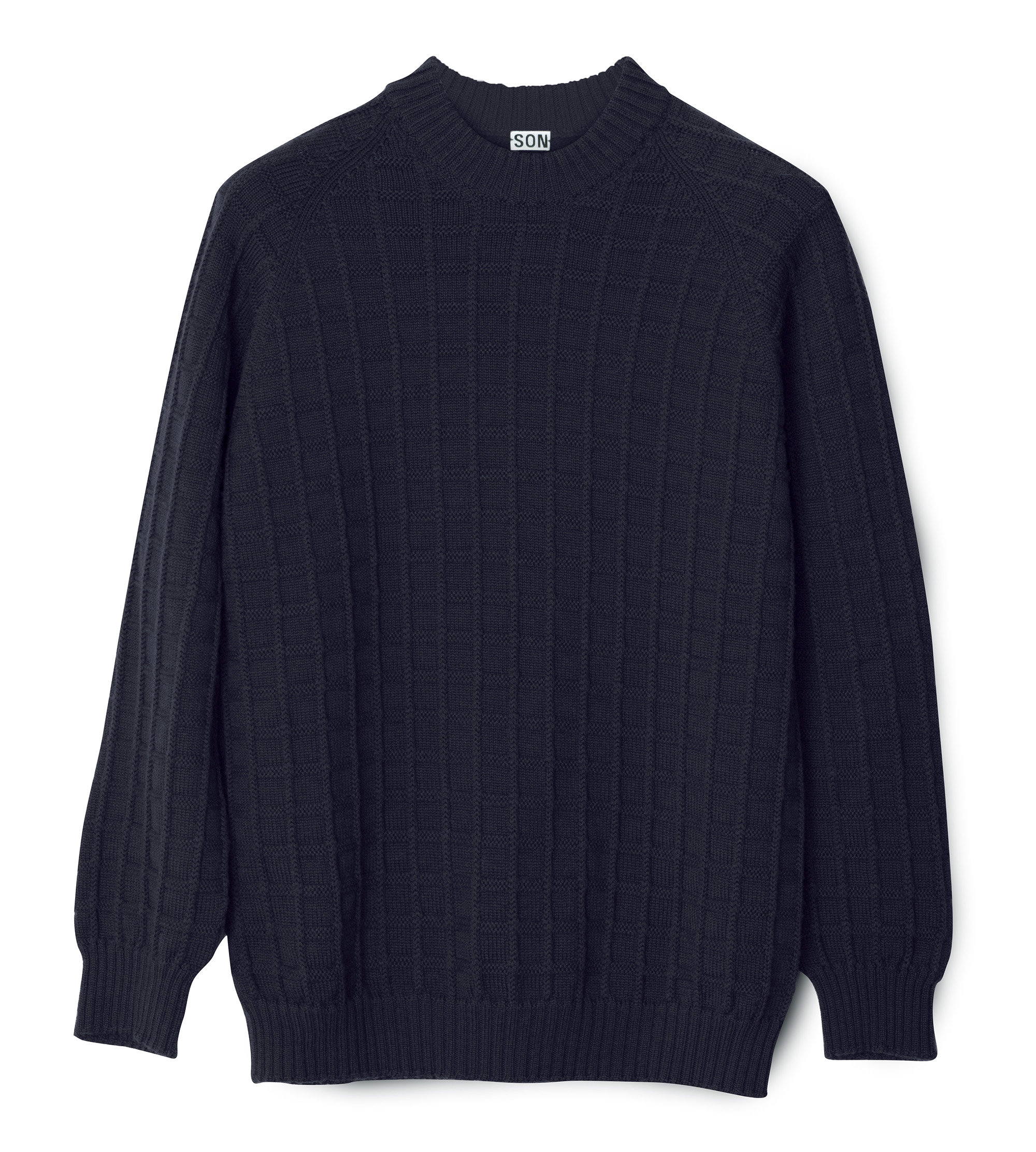 Custom Fitted Check Knit Sweater Navy | Son of a Tailor
