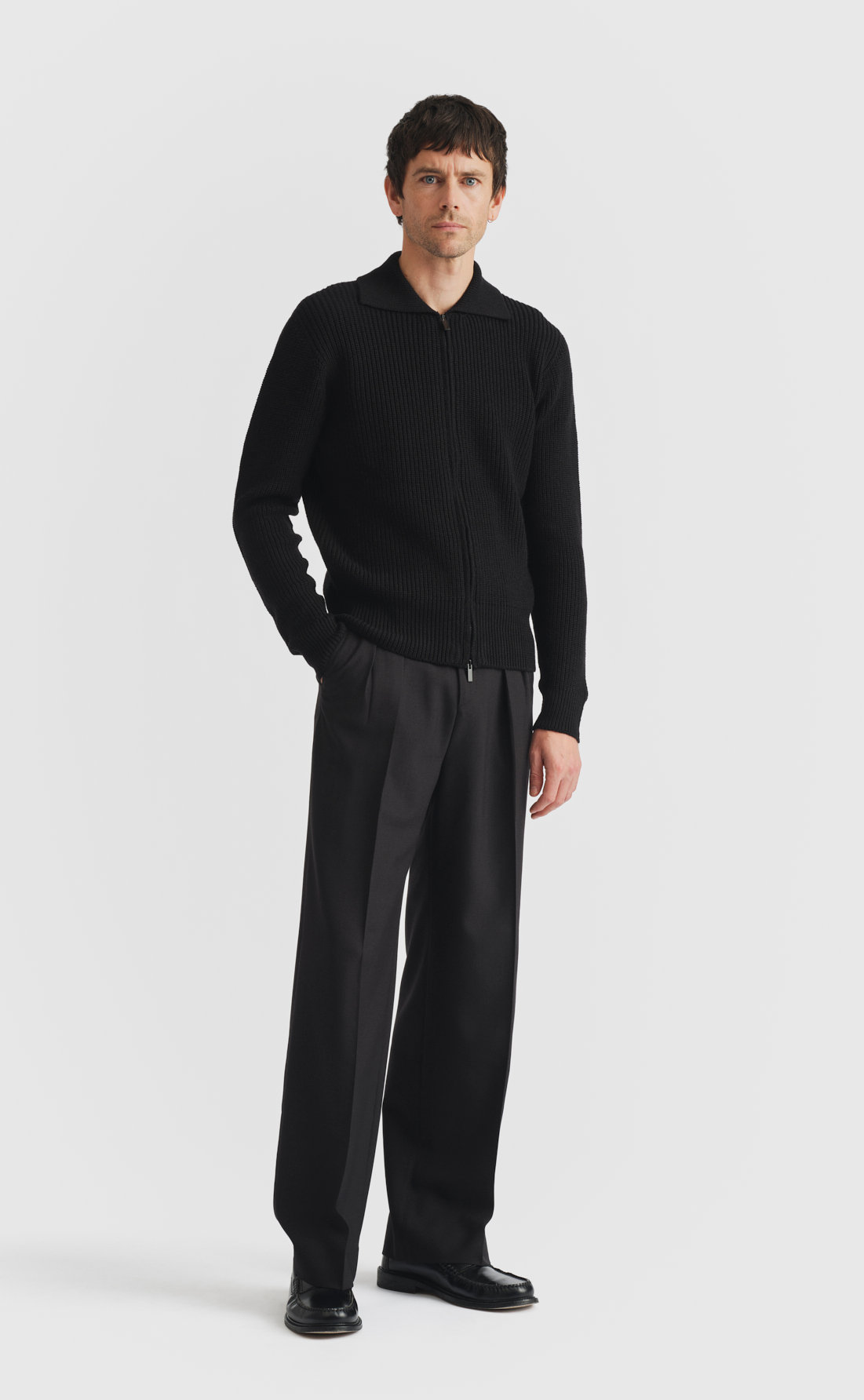 Heavy Merino Zip Sweater - Heavy Merino Zip Sweater - Black