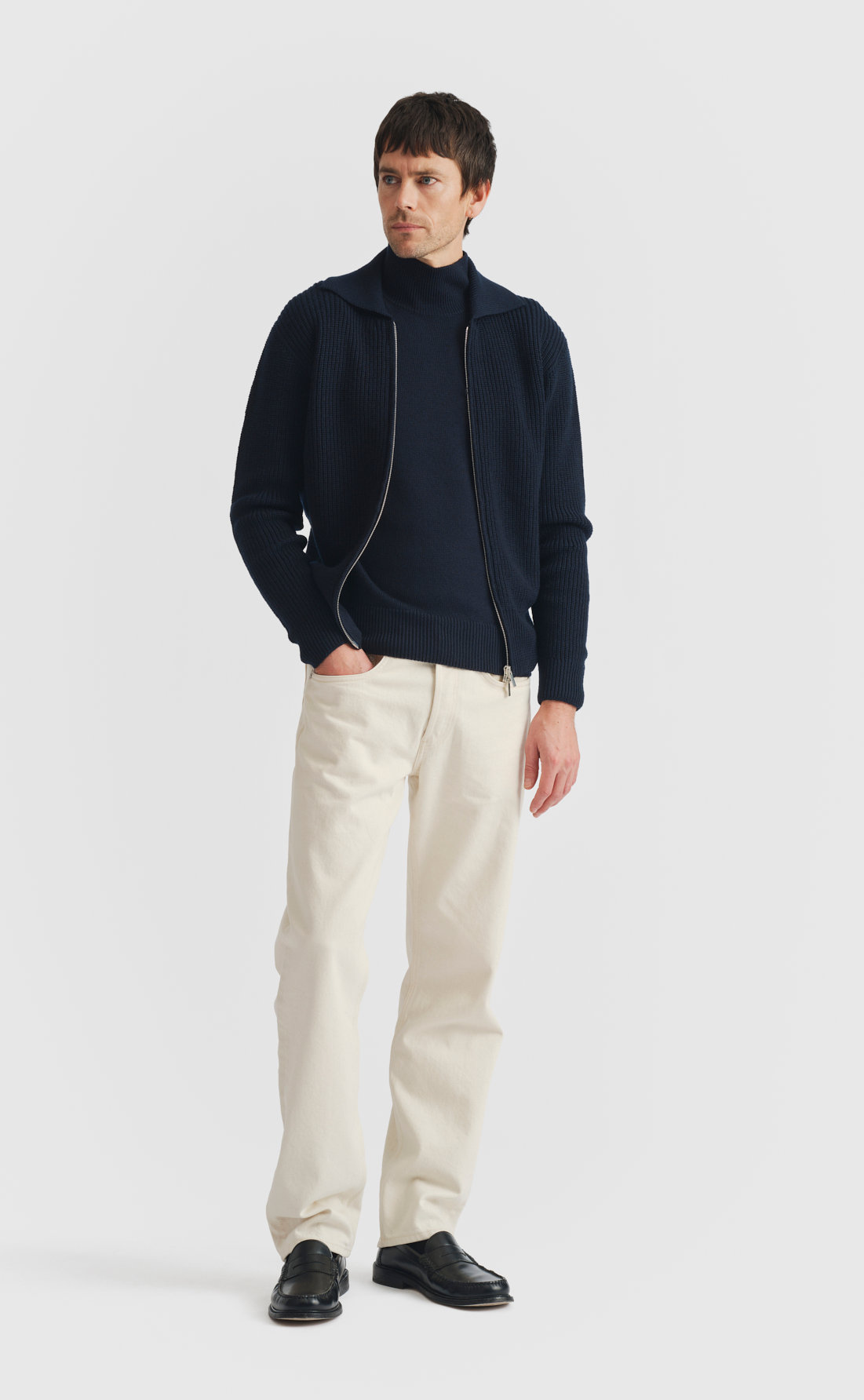 Heavy Merino Zip Sweater - Heavy Merino Zip Sweater - Navy