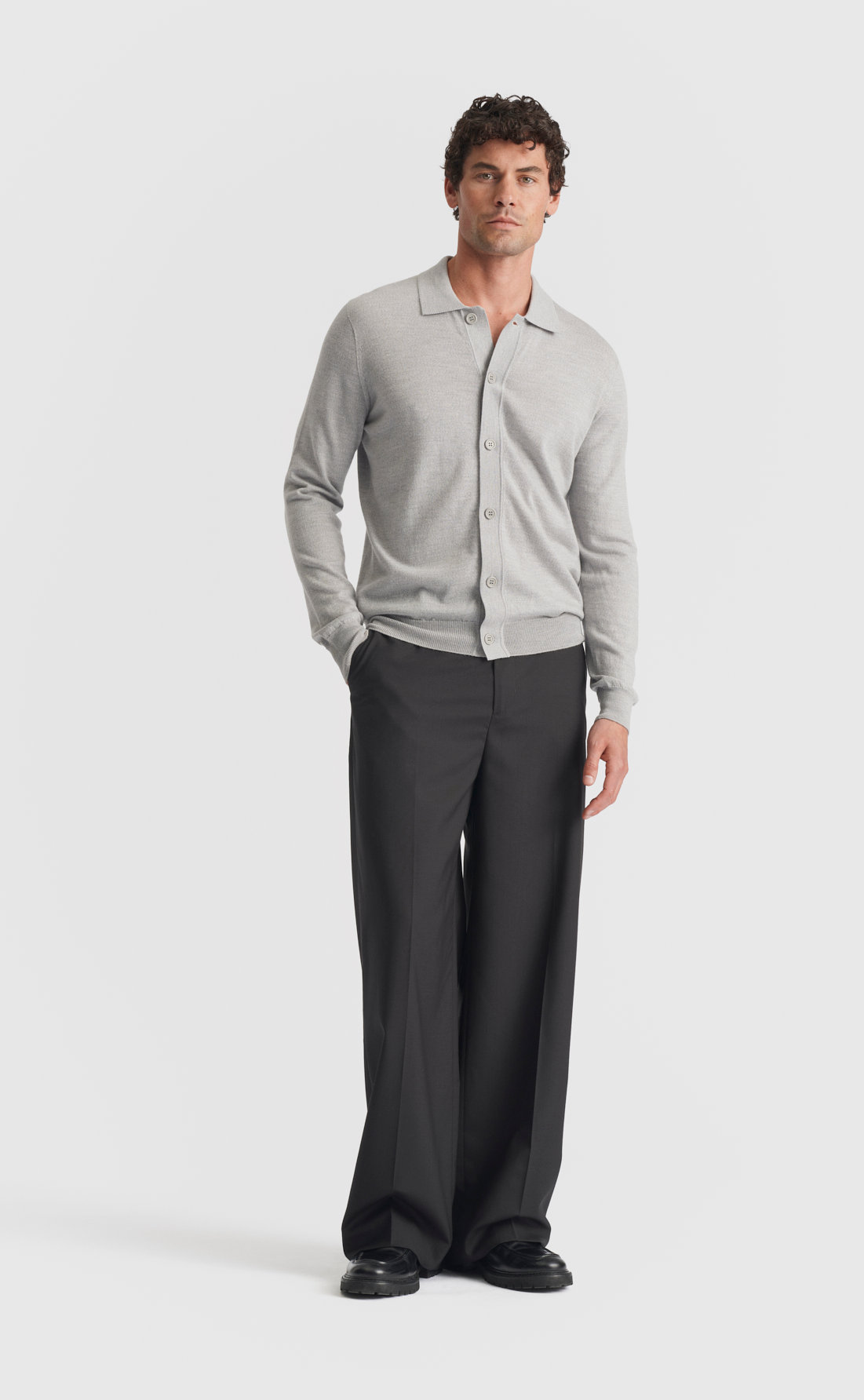 Knit Shirt in Light Grey Melange