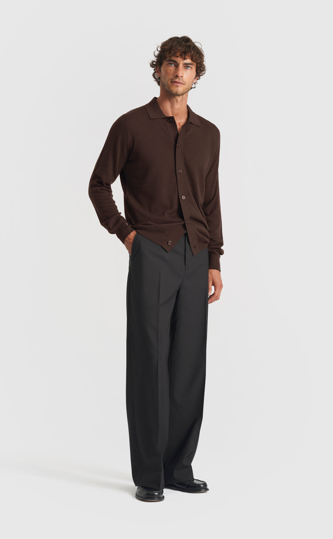 Knit Shirt in Night Brown