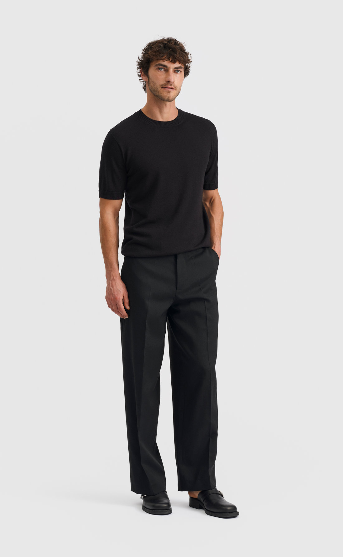 Knit T-Shirt in Black