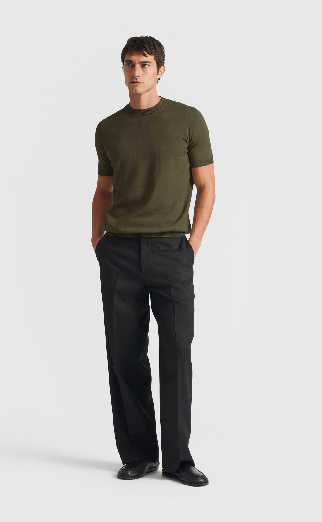 Knit T-Shirt in Deep Olive