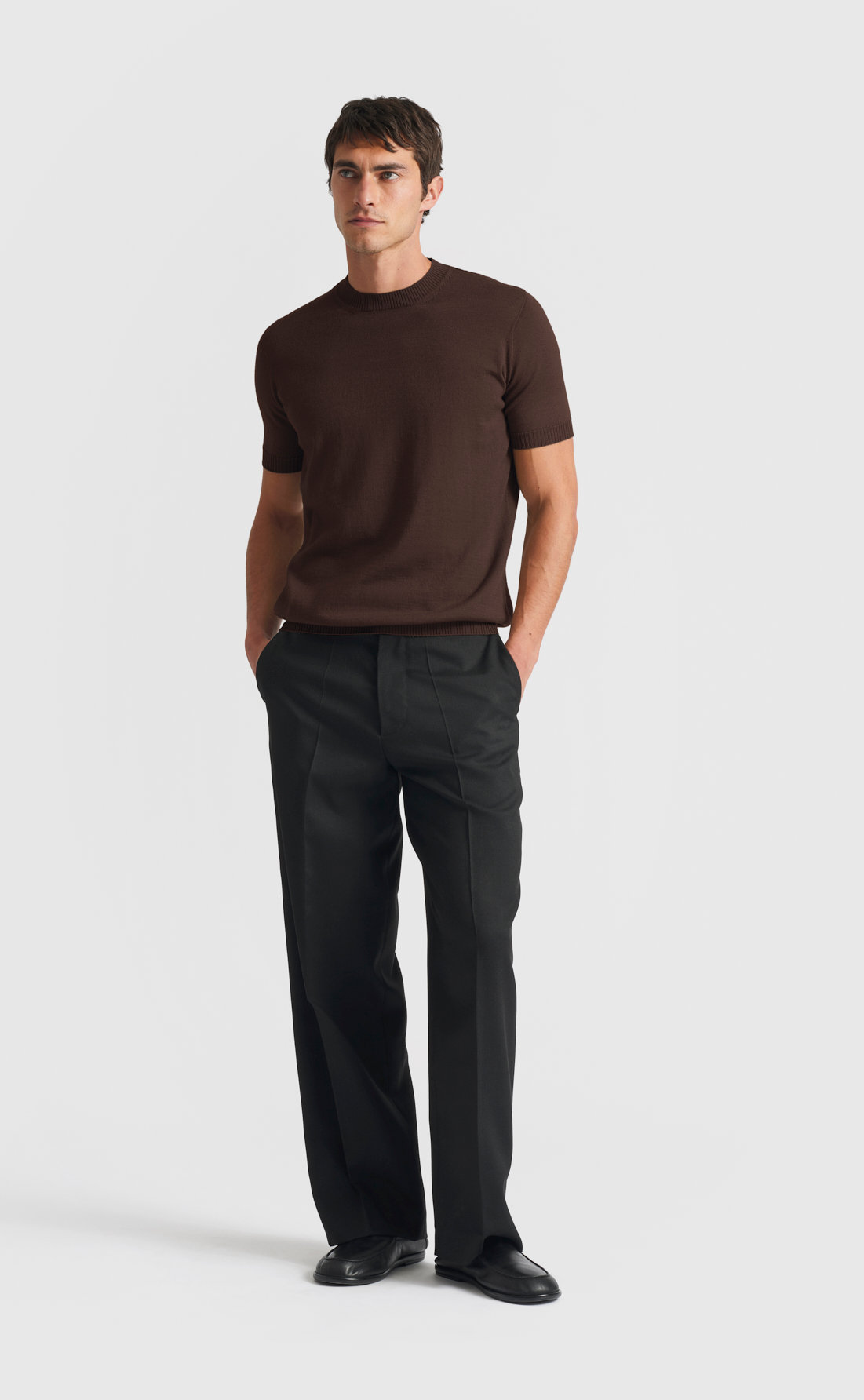 Knit T-Shirt in Night Brown