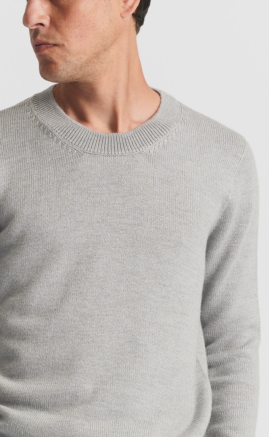 Custom Fitted Merino Sweater Light Grey Melange | Son of a