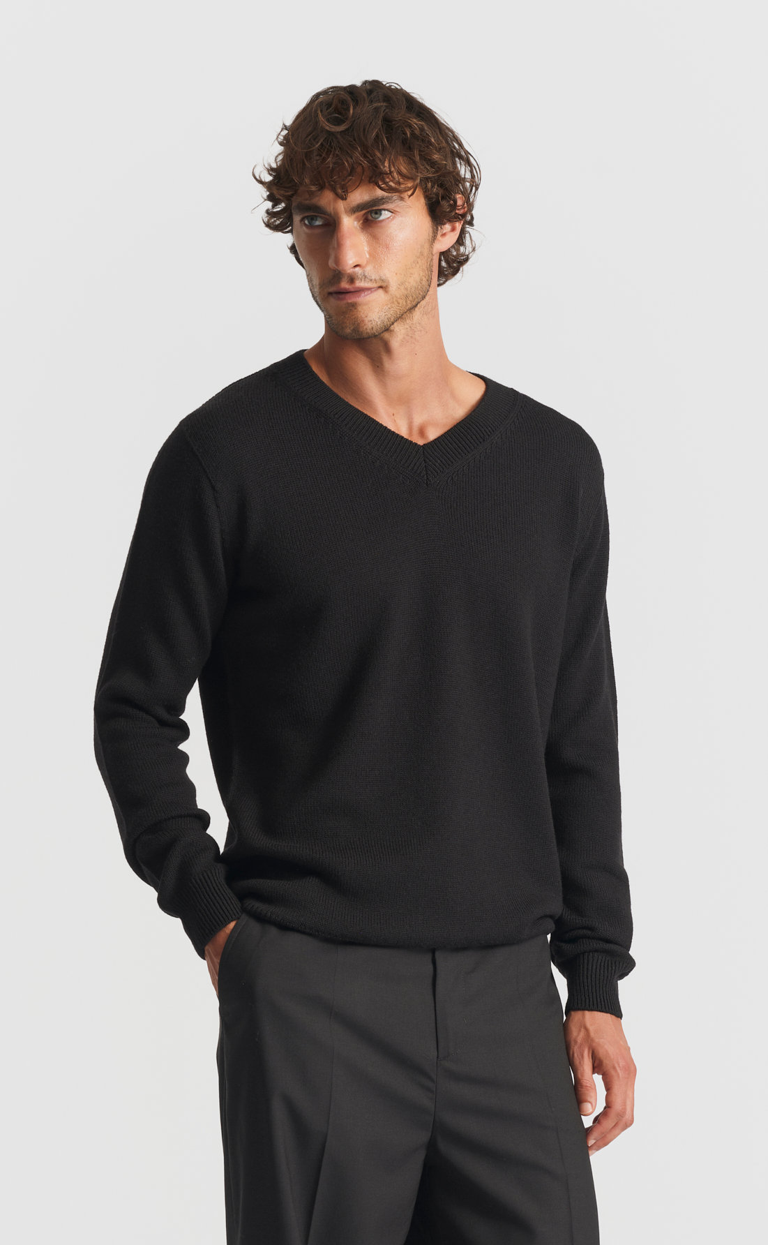Custom Fitted Merino V Neck Sweater