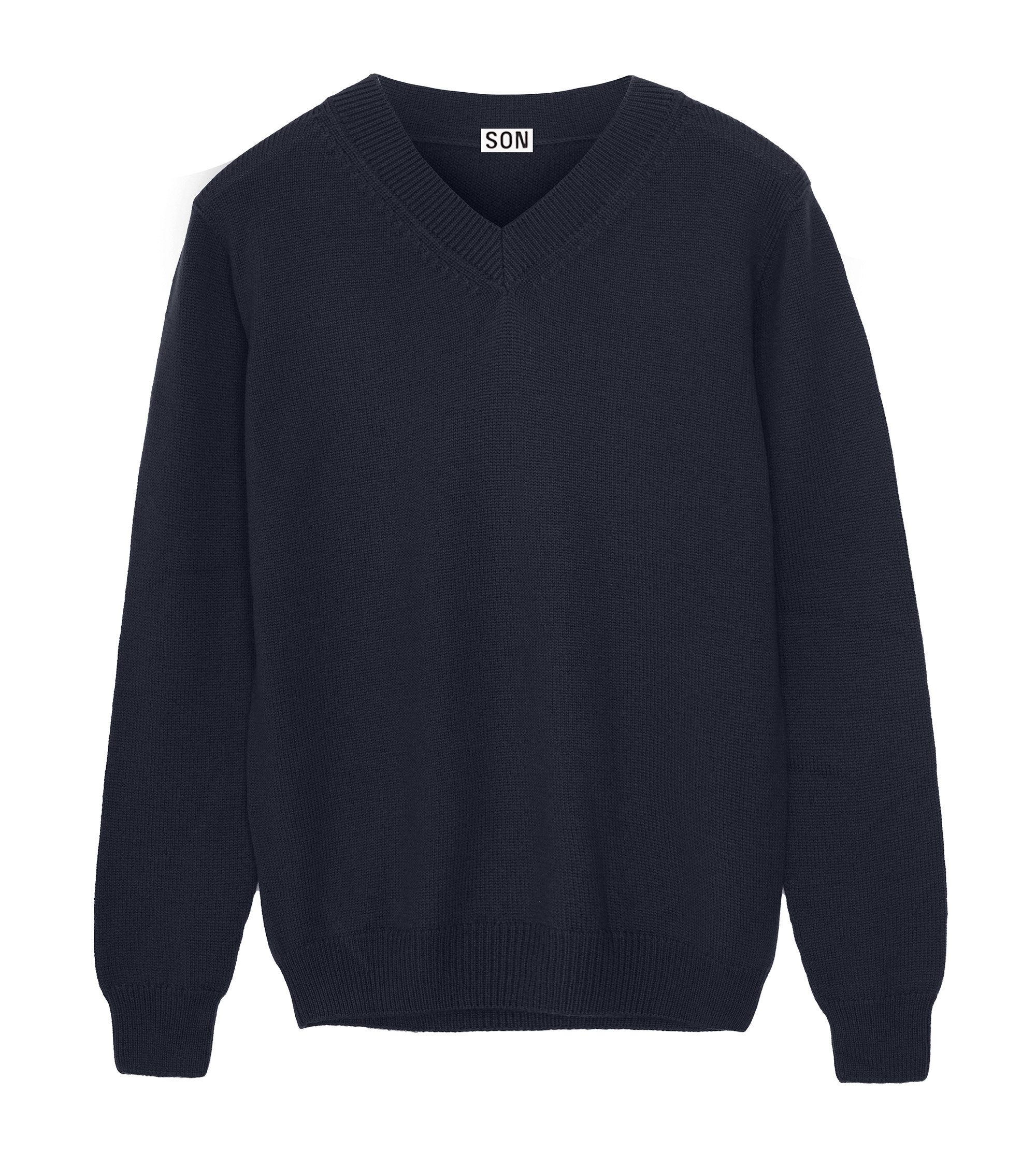 Custom Fitted Merino V-Neck Sweater Navy | Son of a Tailor