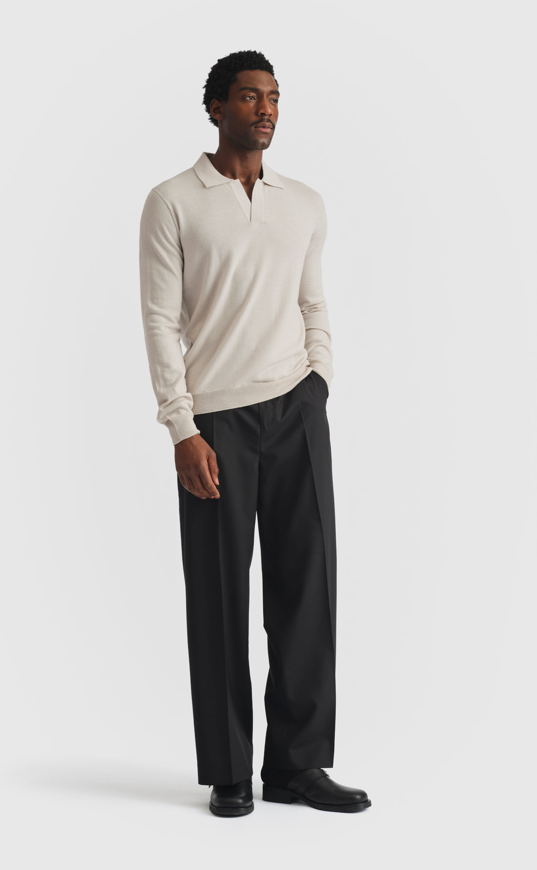 Open Collar Pullover - Merino Open Collar Pullover - Moonstruck