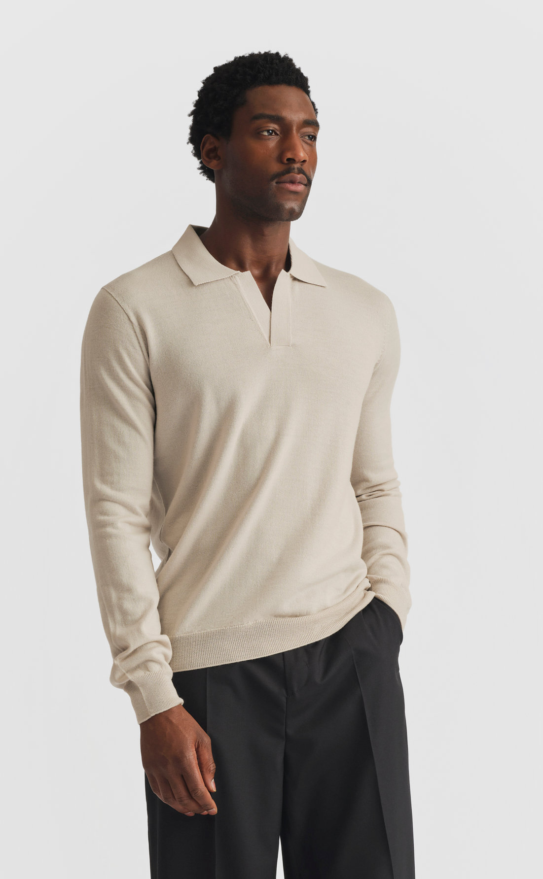 Custom Fitted Merino Open Collar Pullover