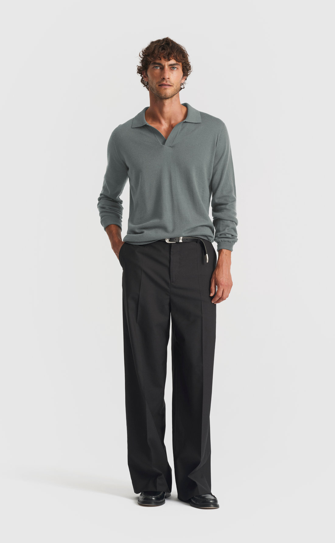 Merino Open Collar Pullover - Merino Open Collar Pullover - Balsam Green