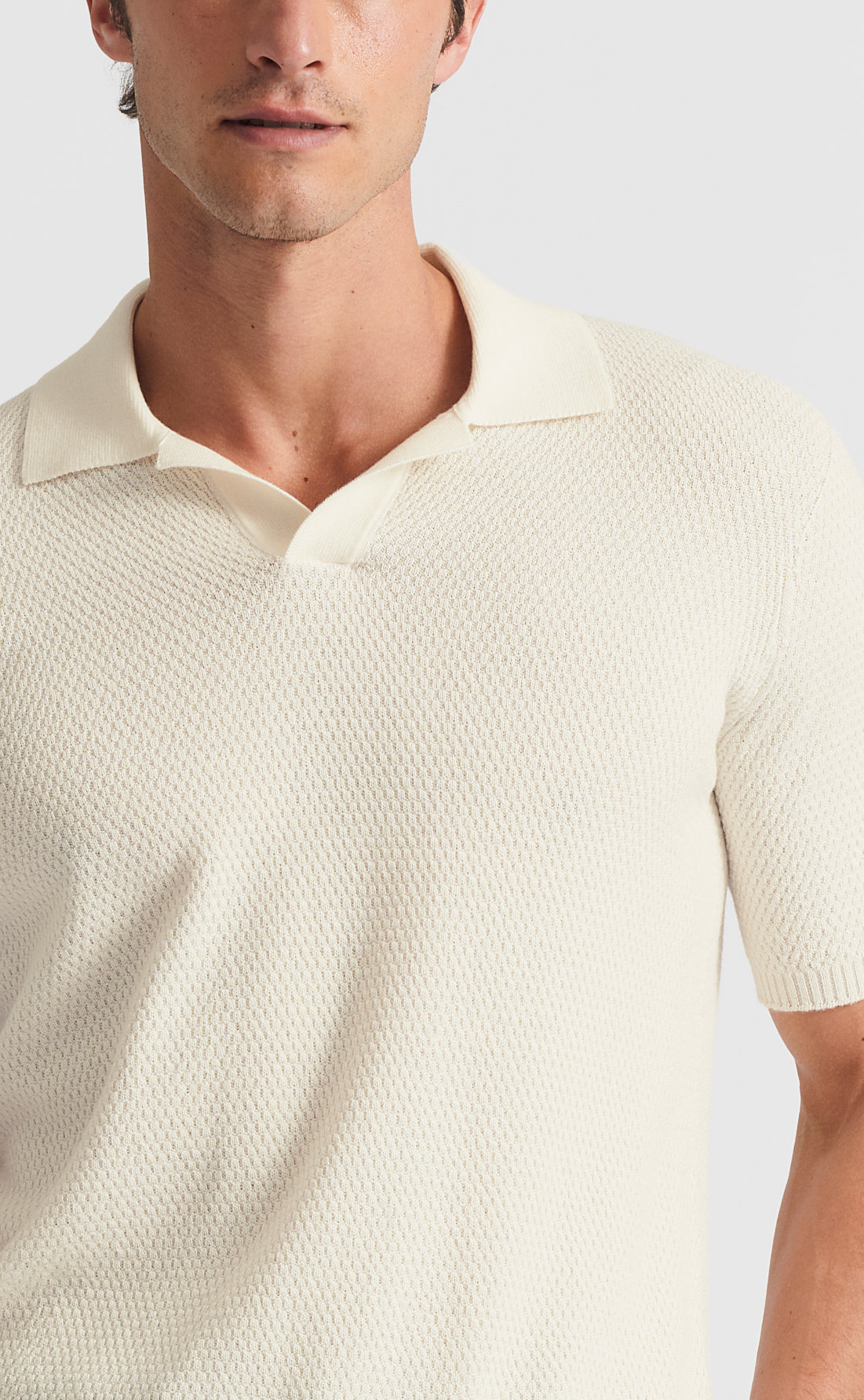 Custom Fitted Pearl Knit Open Collar Polo | Son of a Tailor