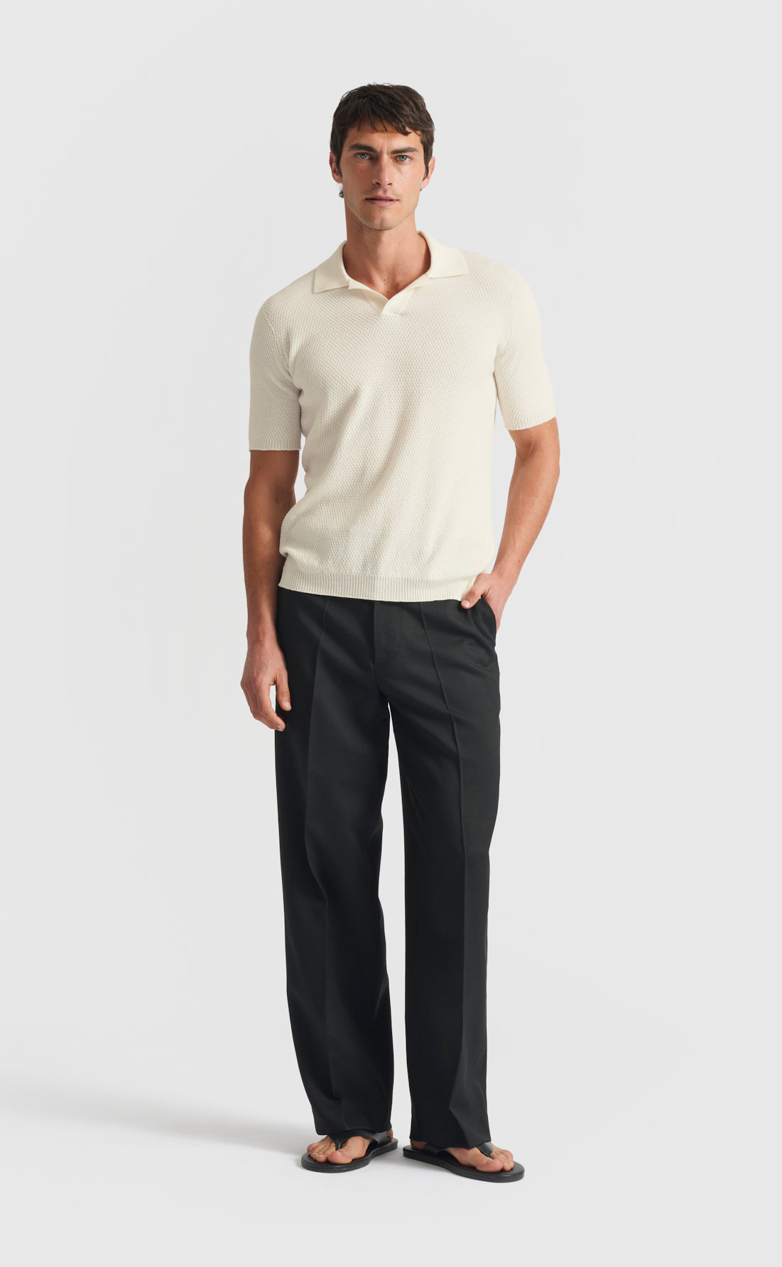 Pearl Knit Open Collar Polo - Pearl Knit Open Collar Polo - Solitary Star