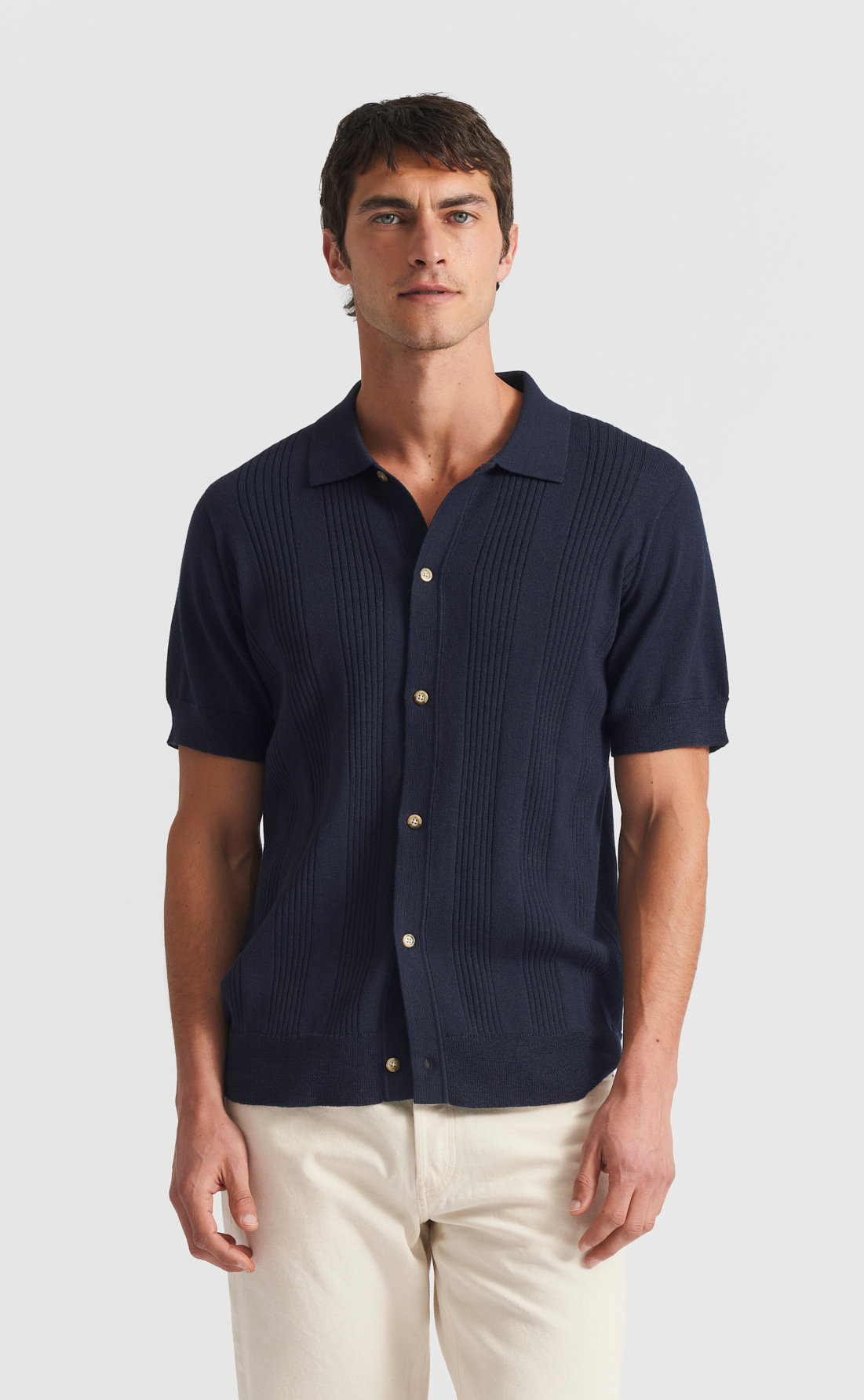 ★SATUR★ W Bon Voyage Slim Fit Crop T-Shirt Navy Custom Fitted Praia Shirt Deep Blue | Son of a Tailor
