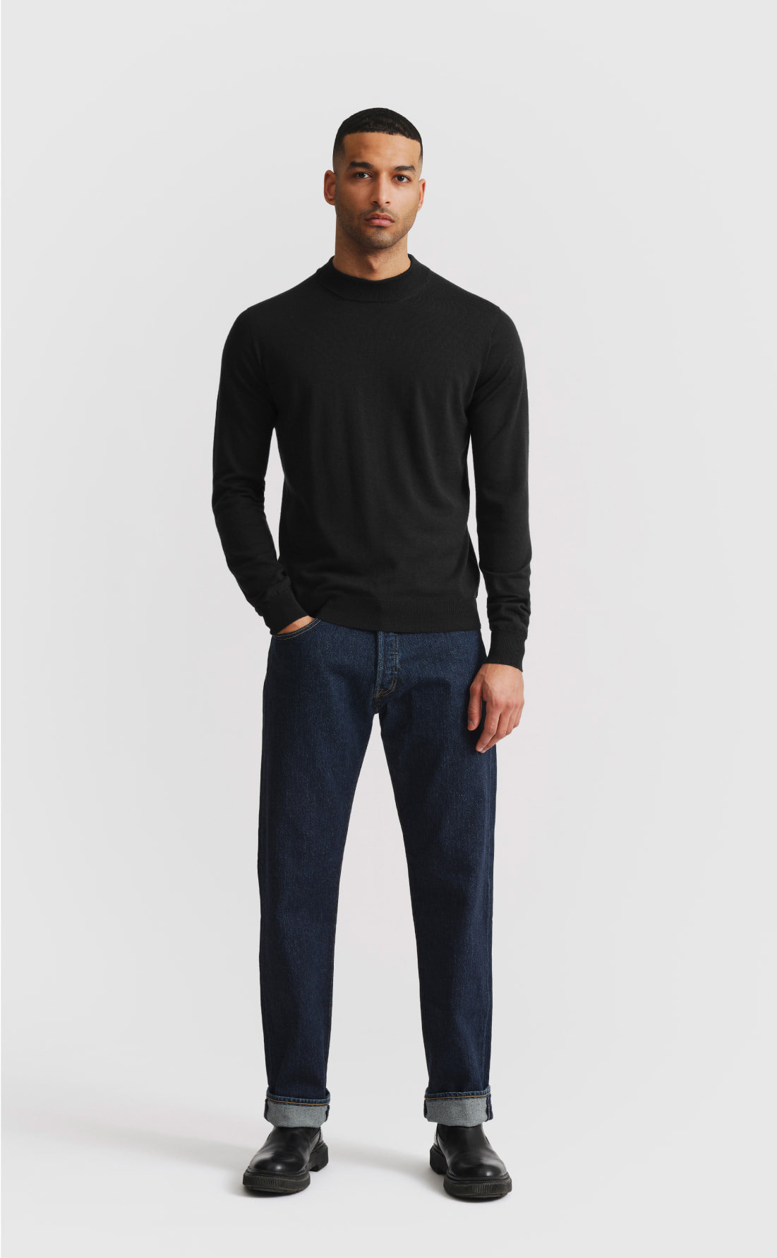jonnlynx - jonnlynx yak high neck pullover 黒 Knit Fit High neck Pullover