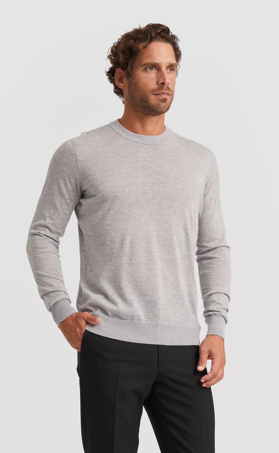 Custom Fitted Pullover Light Grey Melange | Son of a Tailor