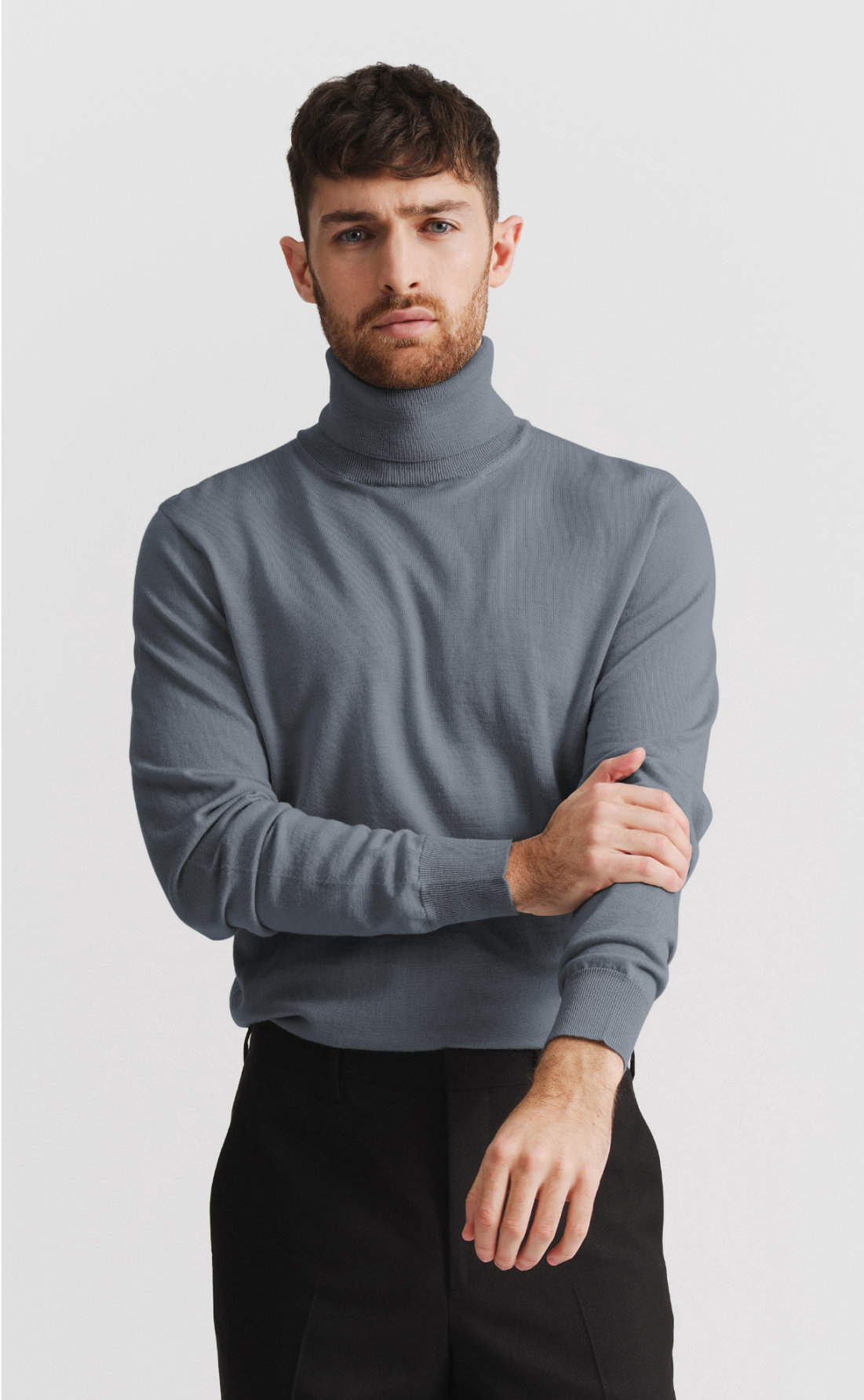 Custom Fitted Turtle-Neck Pullover Midnight Blue | Son of a Tailor