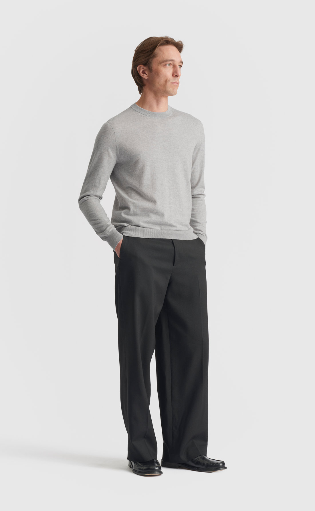 Merino Pullover in Light Grey Melange